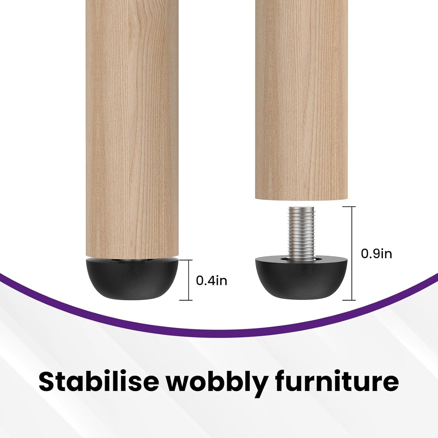 M8 Adjustable Furniture Leg, 304 Stainless Steel Furniture Feet, 8mm x 1.25 Screw-in Leveling Feet, Outdoor Patio Furniture Legs Leveler Replacement for Table, Chair, Desk, Cabinet (12Pcs)