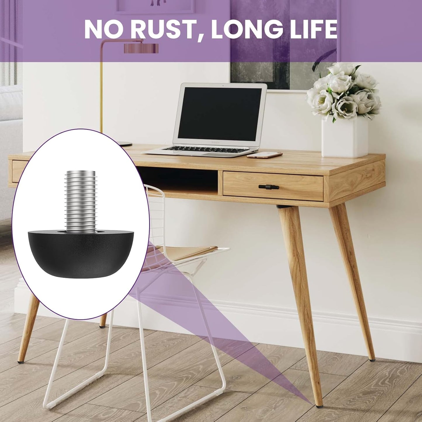 M8 Adjustable Furniture Leg, 304 Stainless Steel Furniture Feet, 8mm x 1.25 Screw-in Leveling Feet, Outdoor Patio Furniture Legs Leveler Replacement for Table, Chair, Desk, Cabinet (12Pcs)