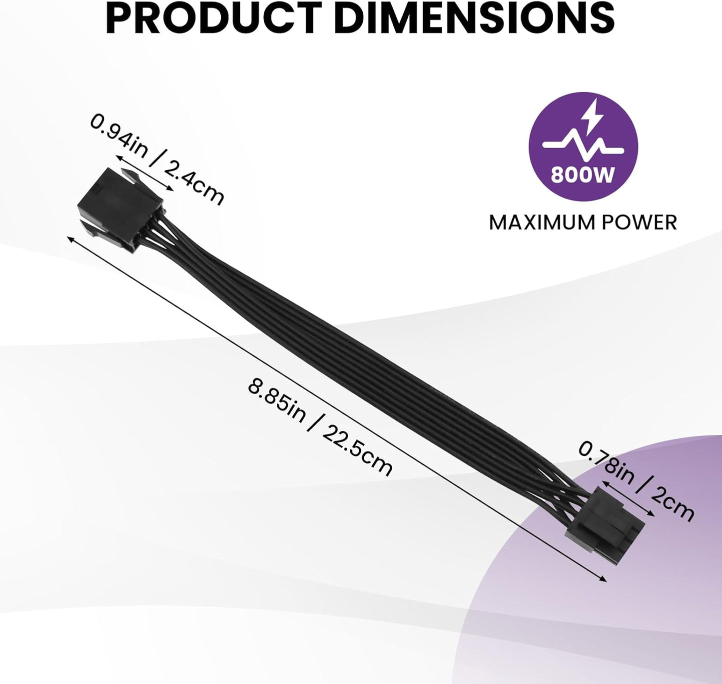 2 Pack CPU 8 Pin ATX Power Extension Cable, EPS 8 PIN Male (4+4) to 8 PIN Female Power Extension Cable for Motherboard, 9 Inch