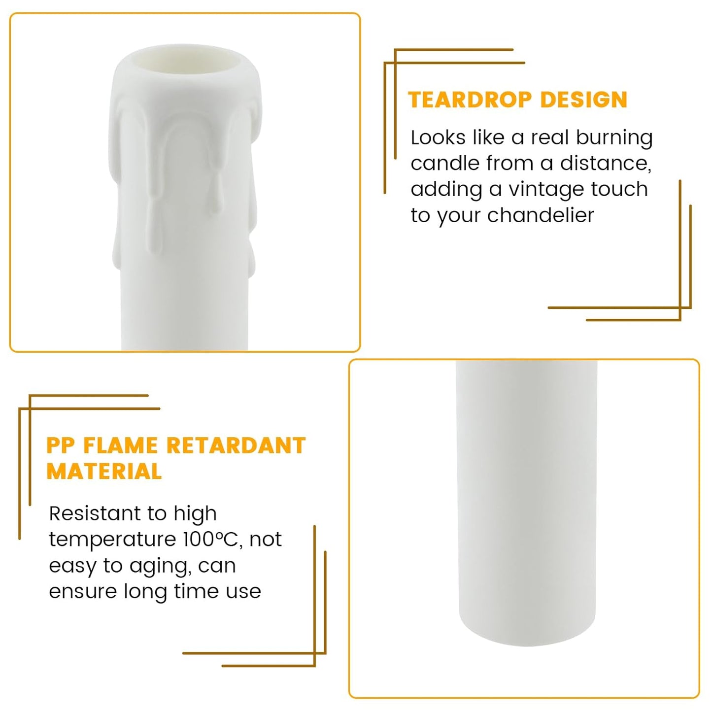 4 Inch Drip Candle Socket Covers, 12 Pcs Plastic Sleeves Candelabra Base, White Candle Covers Sleeves Fit to Most Chandeliers, Chandeliers Base, Chandelier Covers