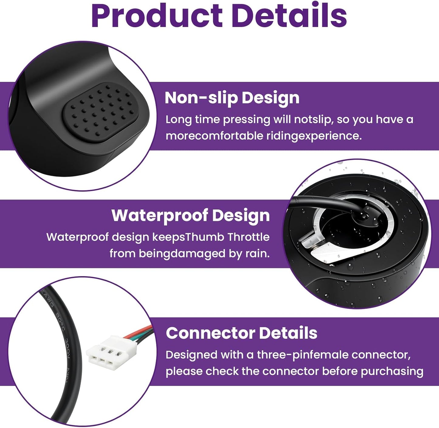 Thumb Throttle with Protector for Go-trax GXL V2, Electric Scooter Accelerator Speed Control, Compatible with Go-trax