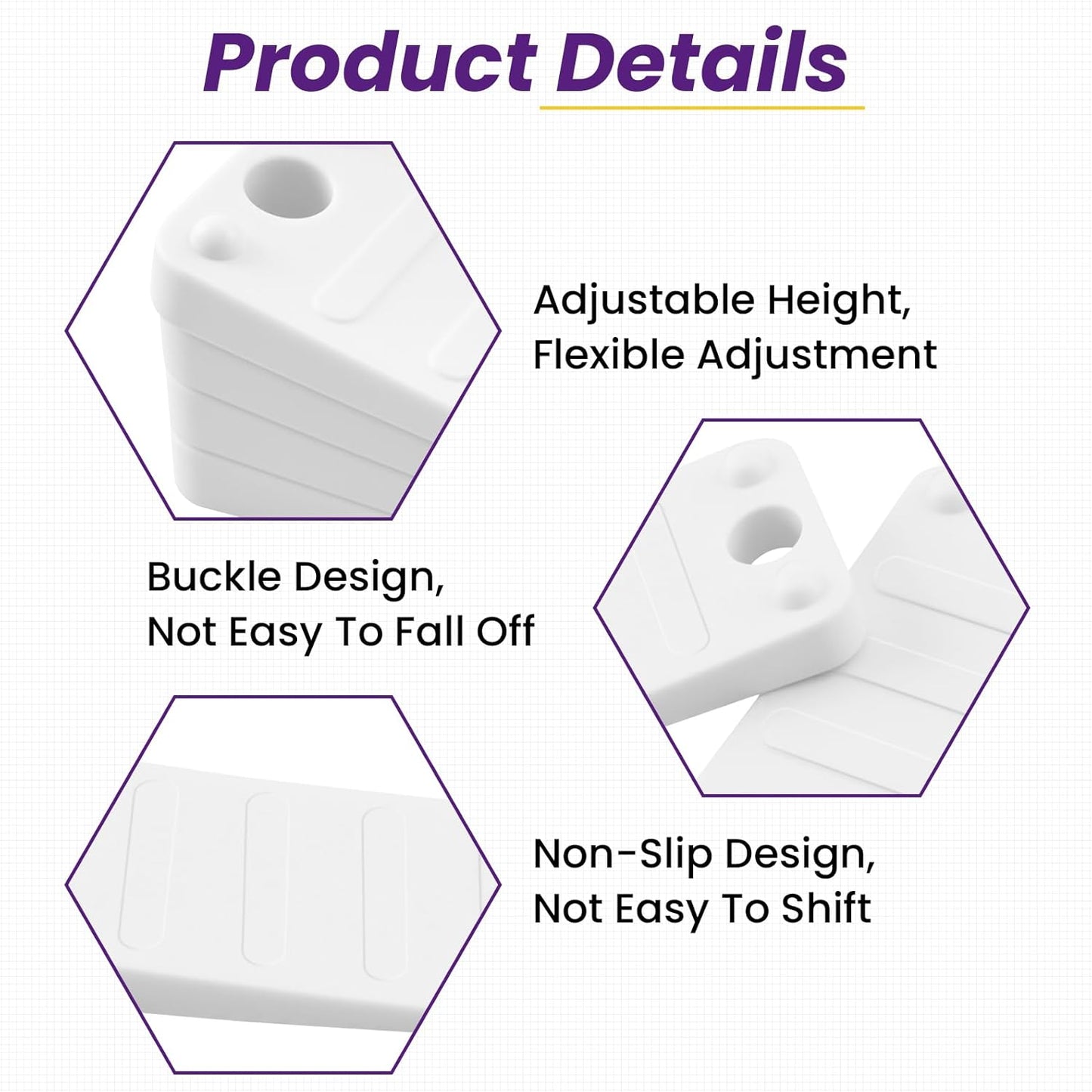 24 Pcs White Furniture Leveling Shims - Non-Slip Plastic Wedges, Adjustable Gap Fillers for Toilet, Uneven Floors, Tables, Doors, Cabinets