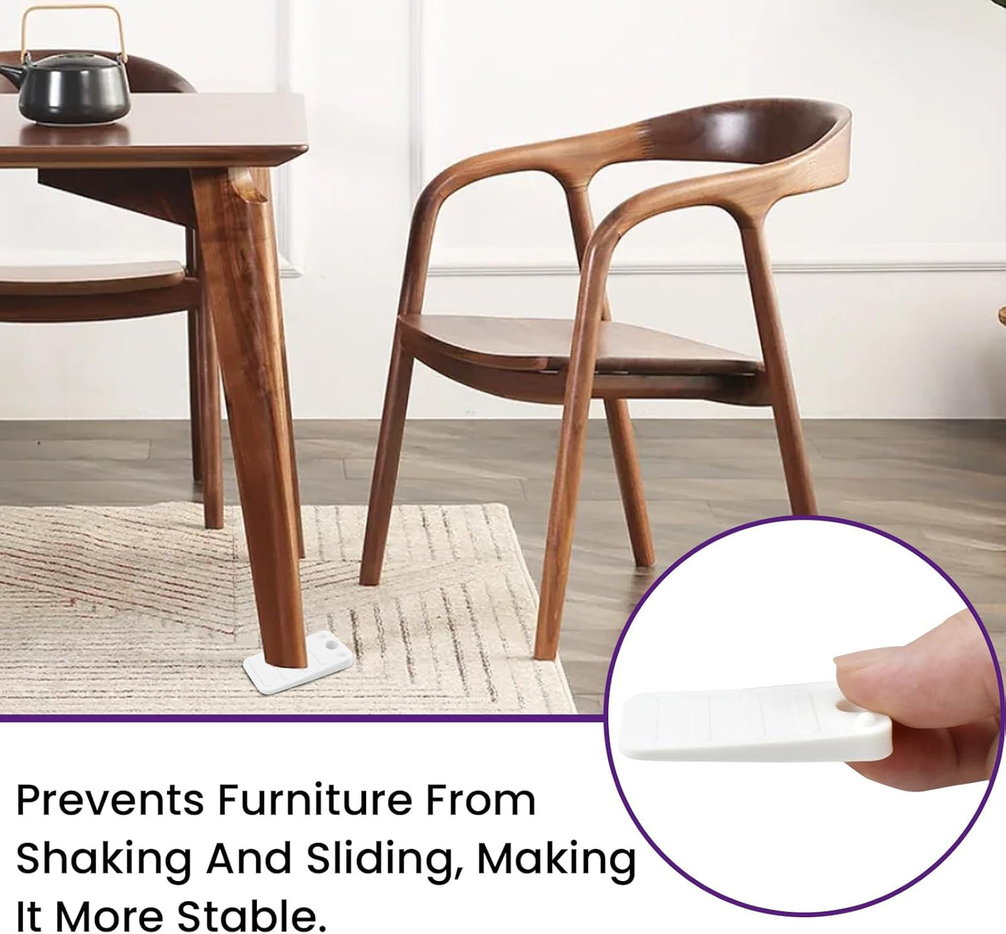 24 Pcs White Furniture Leveling Shims - Non-Slip Plastic Wedges, Adjustable Gap Fillers for Toilet, Uneven Floors, Tables, Doors, Cabinets
