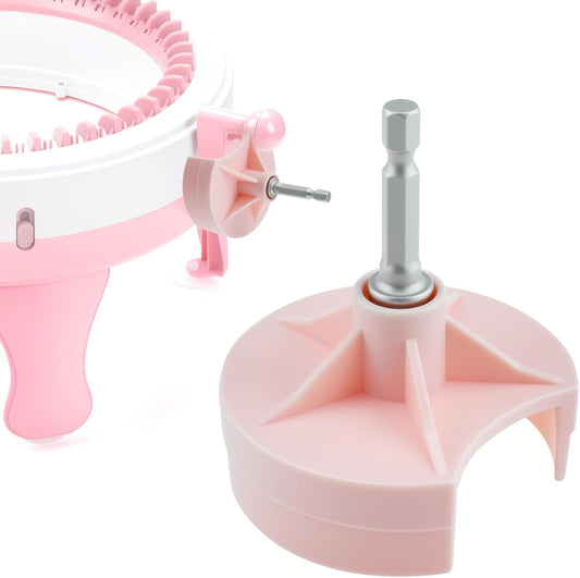 Knitting Machine Adapter, Quick Knit Machine Attachment, Knitting Machine Crank Handle Adapter with Hexagon Steel Bit (Pink)
