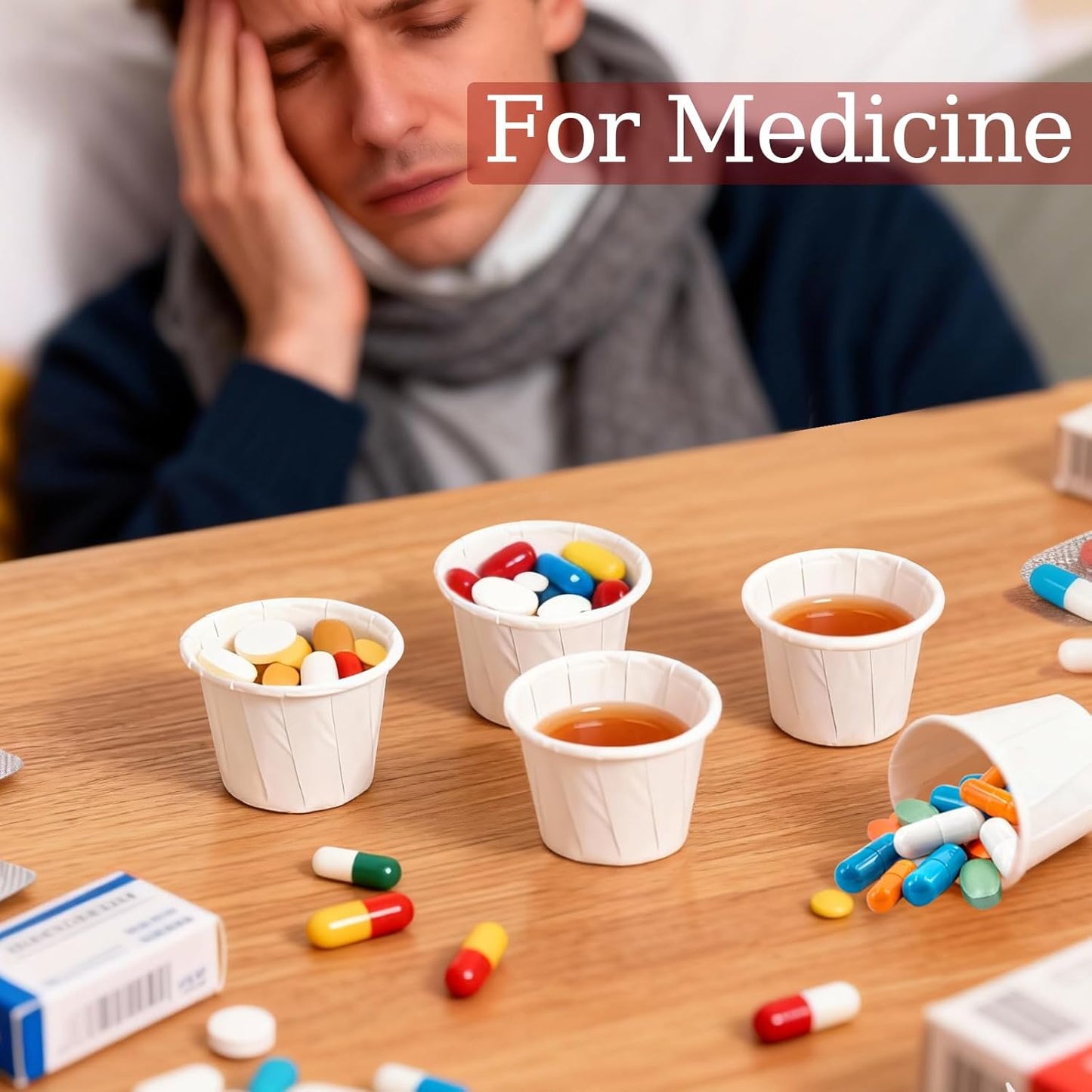 300 Pack 0.5 oz Disposable Paper Souffle Medicine Cups, 1/2 Ounce Small Paper Portion Cups for Pills, Tasting Sample, Food Services, Dessert, Condiments, Sauce