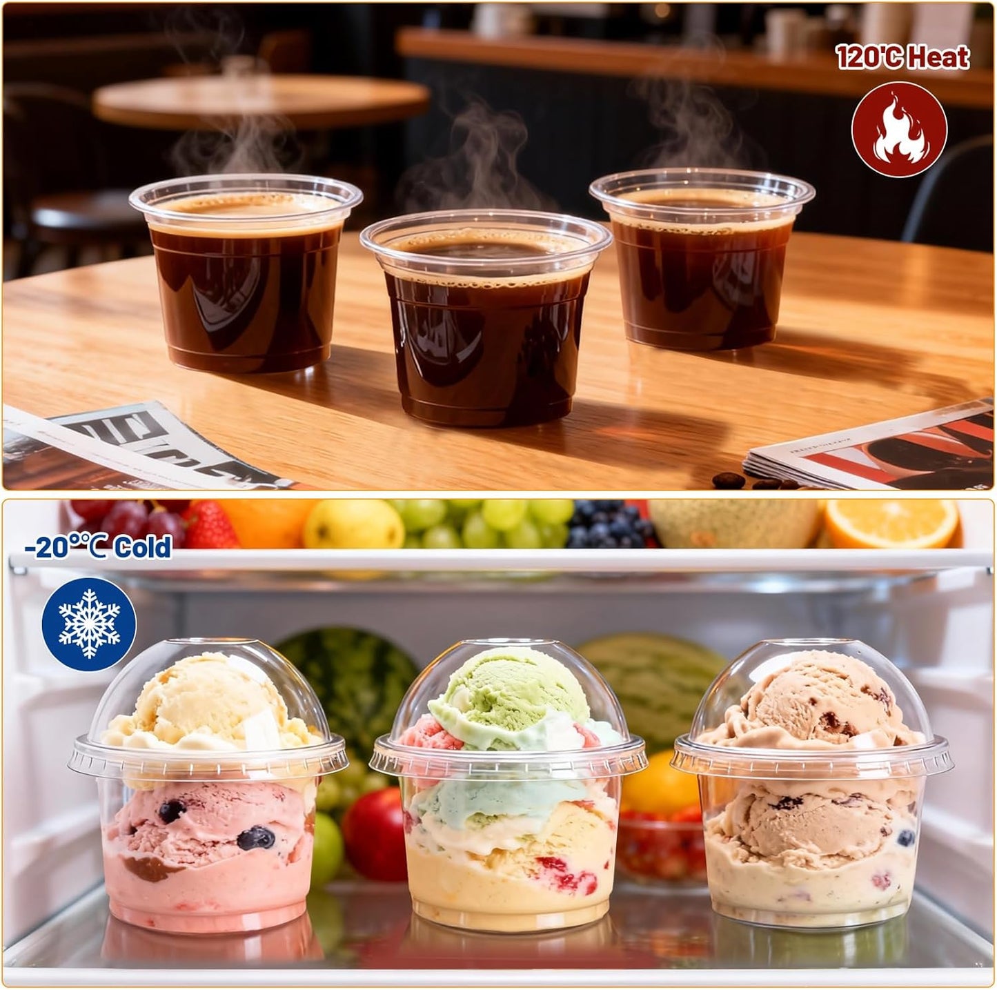50 Sets 8oz Clear Plastic Cups with Dome Lids, Dessert Cups with Lids for Fruit, Parfait, Pudding, Yogurt, Ice Cream, Cake (Hole in the Lid)