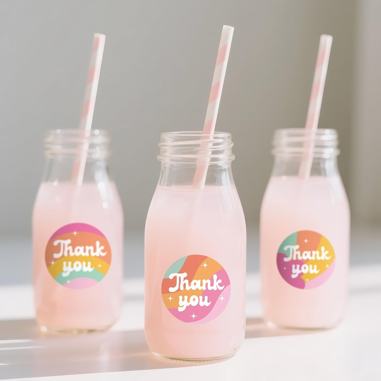 Thank You Stickers - Rainbow Star Thank You Stickers for Small Business 480Pcs 1.5In Thank You Sticker for Packaging Self Adhesive Thank You Party Favor Seal Label Sticker for Card(4 Design)