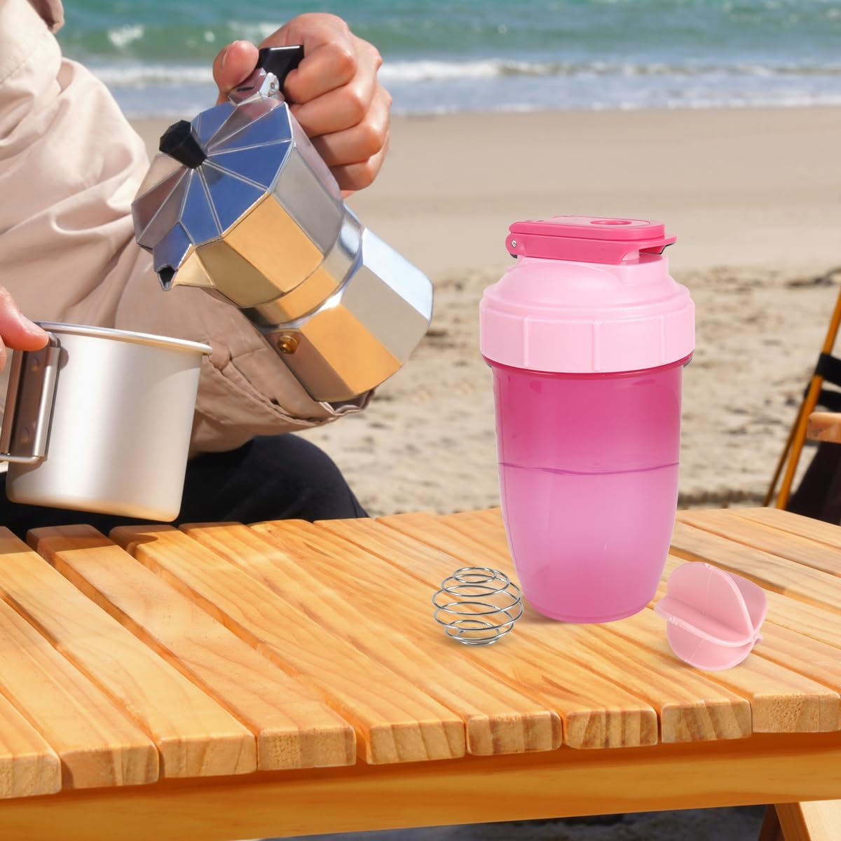 16oz Shaker Bottle，Leak Proof Sports Shaker Cups for Protein Shakes，Shaker Bottle for Pre Workout and Travel To Go，BPA Free & Easy Clean Protein,Pink