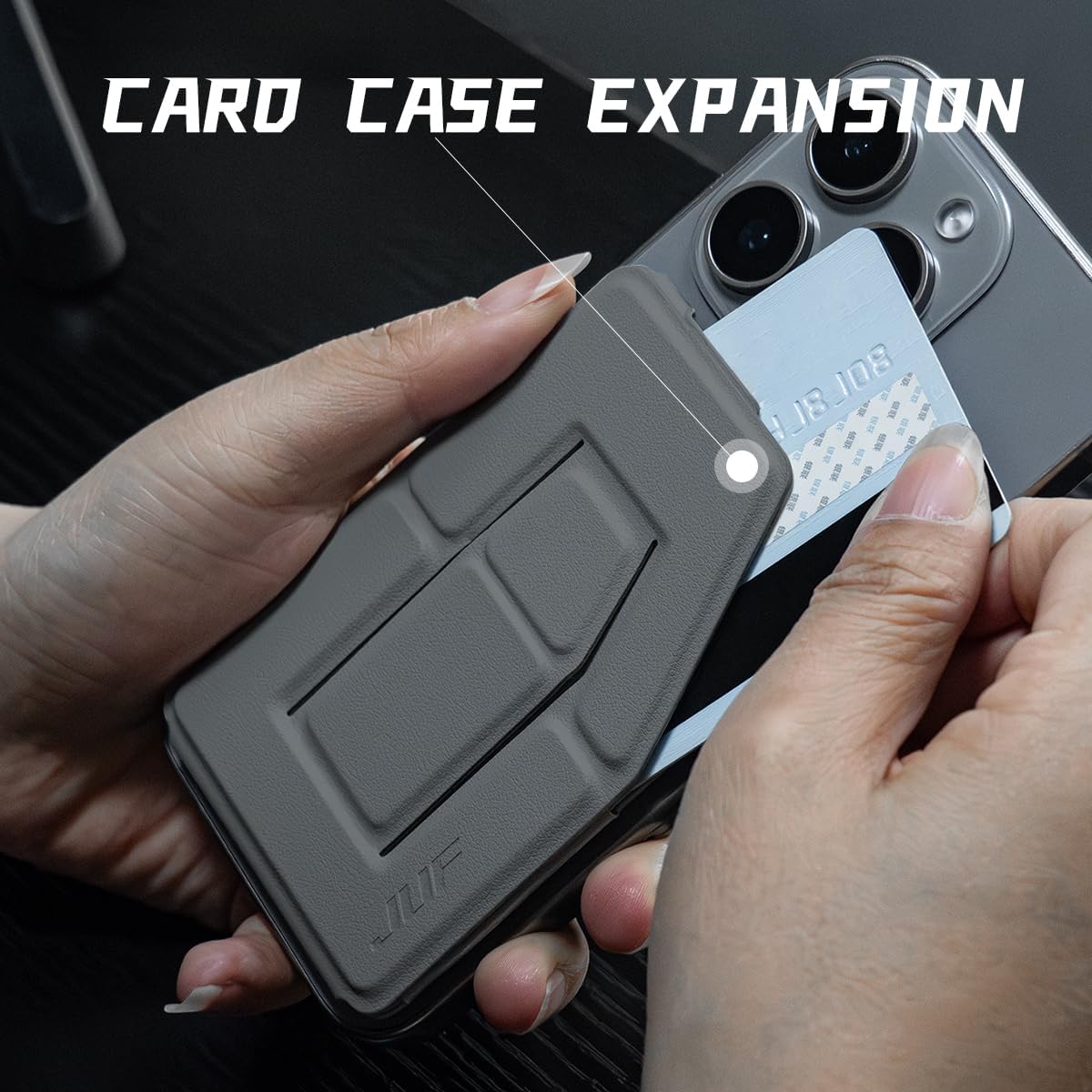 Phone Tripod Wallet for iPhone,Lightweight & Portable Phone Stand,Strong Magnetic Card Holder Fit 2 Cards & 3 Viewing Angles & Stain-Resistant Vegan Leather ，Grey