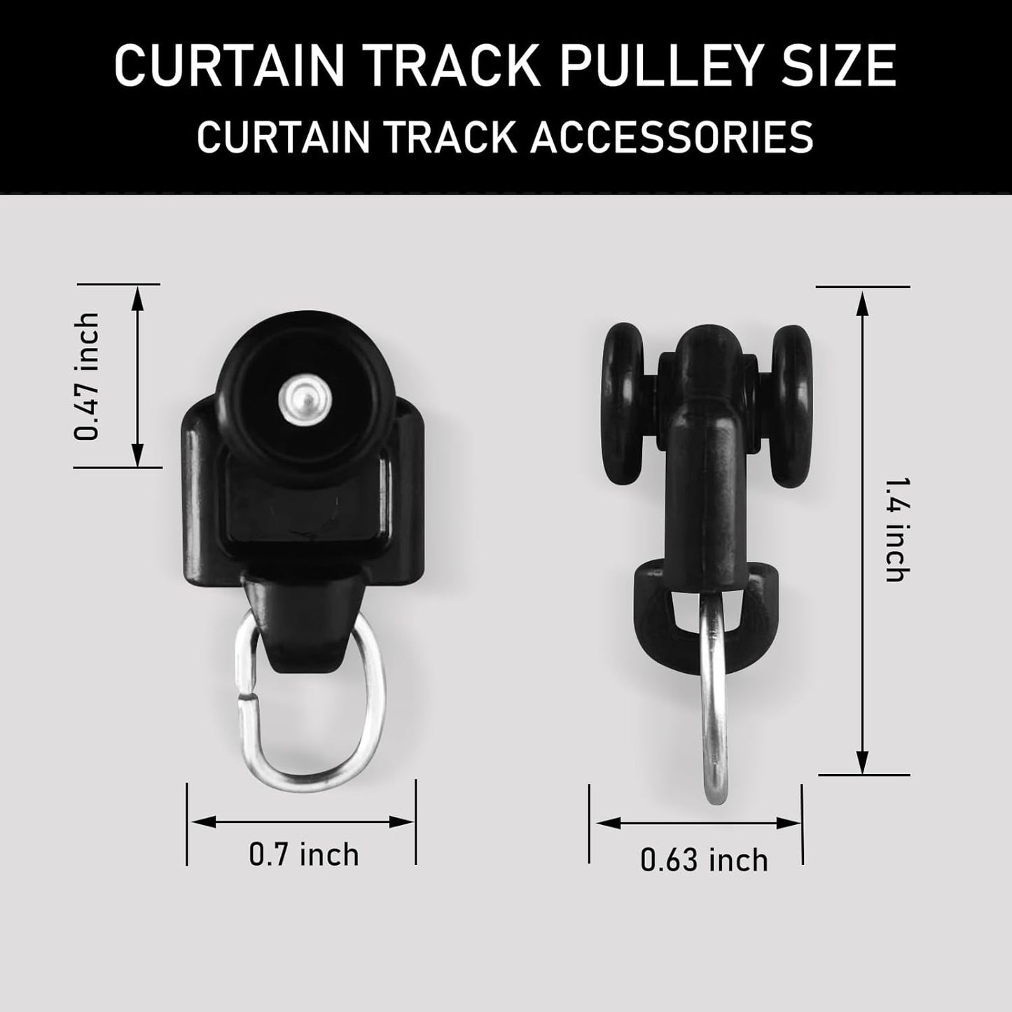 Curtain Tracks Ceiling Wall Mounted Heavy-Duty Curtains Rails Room Divider Curtain Track for Living Room Bedroom Room Shower Divider Special Pulley Black 20PCS
