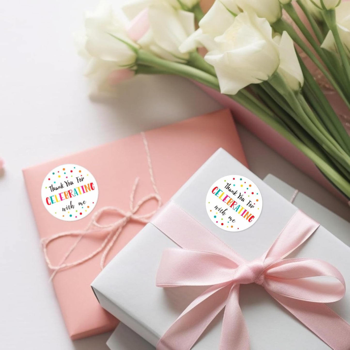 300Pcs Thank You Stickers - 2'' Thank You for Celebrating with Me Stickers Colorful Dot Thank You Birthday Party Favor Sticker Self Adhesive Thank You Seal Label Sticker for Gift Wedding Grad