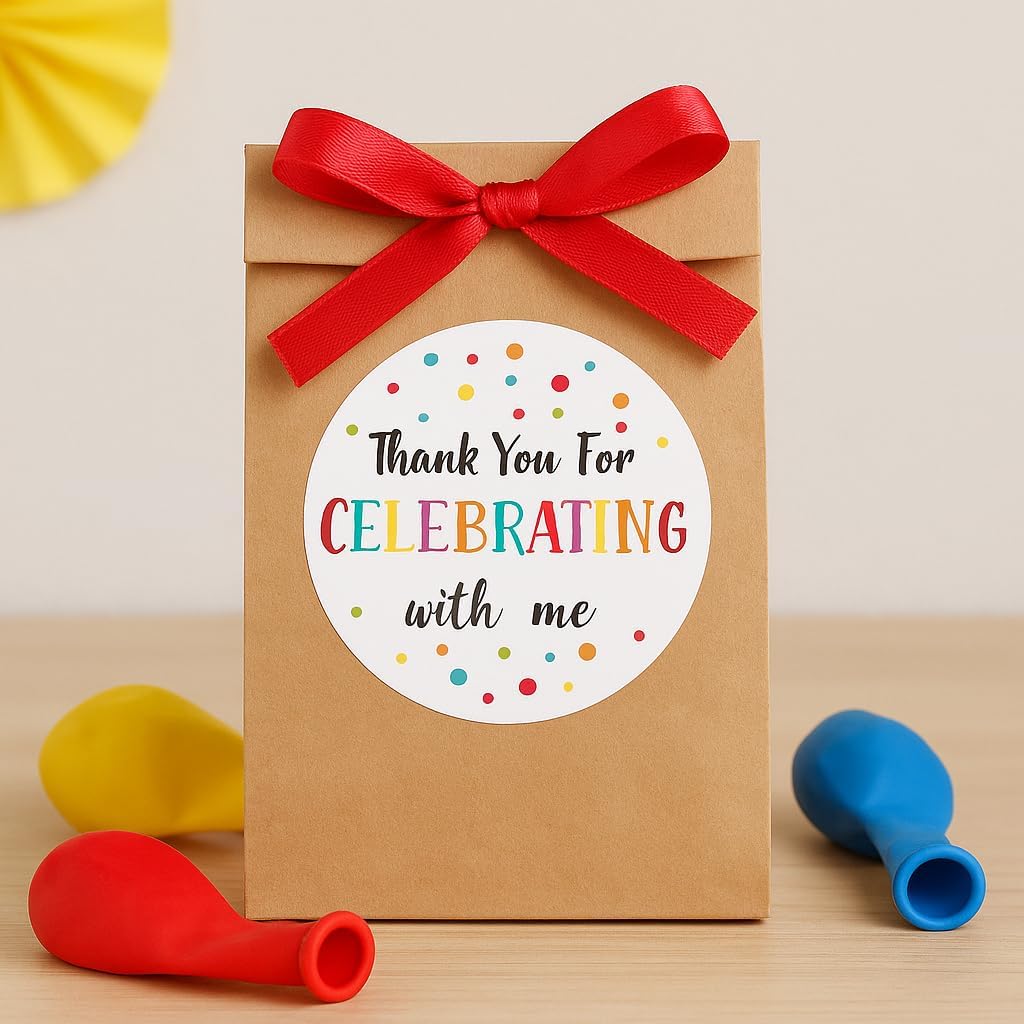 300Pcs Thank You Stickers - 2'' Thank You for Celebrating with Me Stickers Colorful Dot Thank You Birthday Party Favor Sticker Self Adhesive Thank You Seal Label Sticker for Gift Wedding Grad