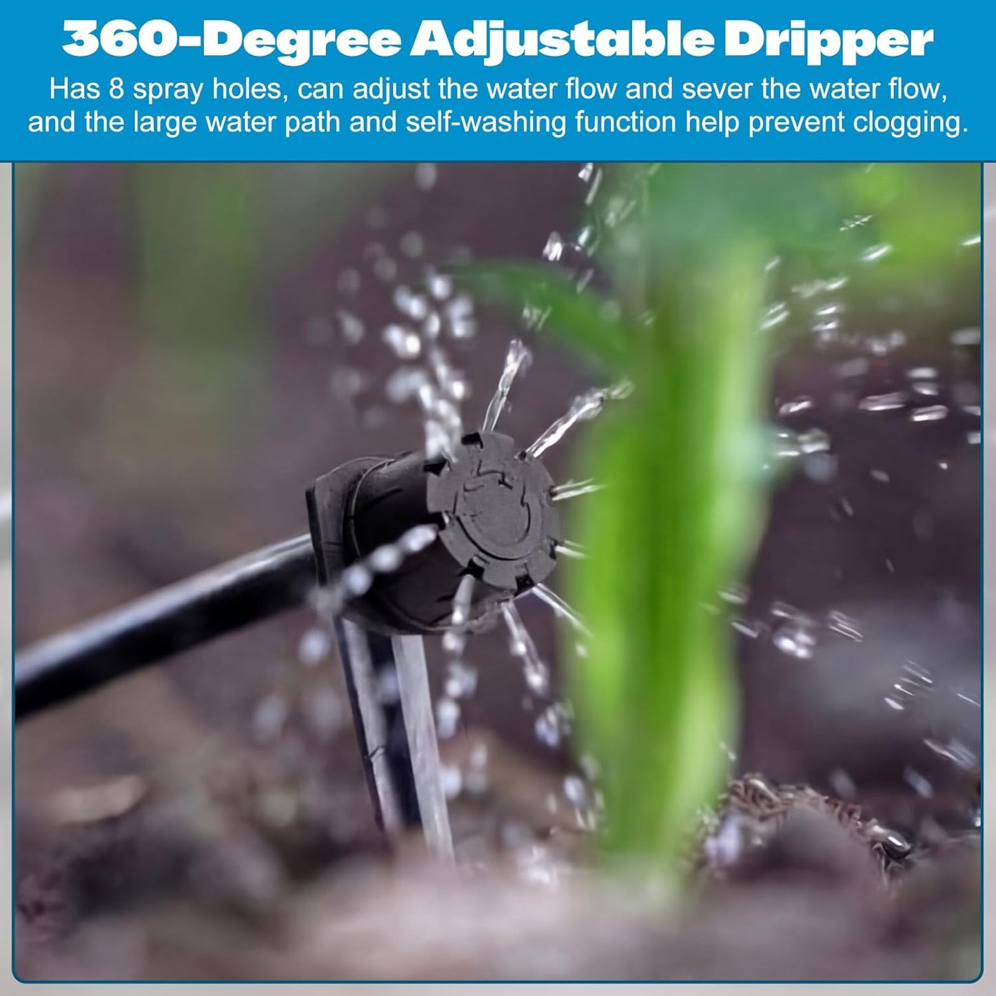 30 Pack 1/2 Inch Irrigation Tubing Hold Down Anchor Stakes, 0.87 x 4.33 Inch Drip Tubing Stakes with 50 Pcs 1/4" Adjustable Irrigation Drippers Sprinklers for Garden Patio Lawn Hoses(Black)