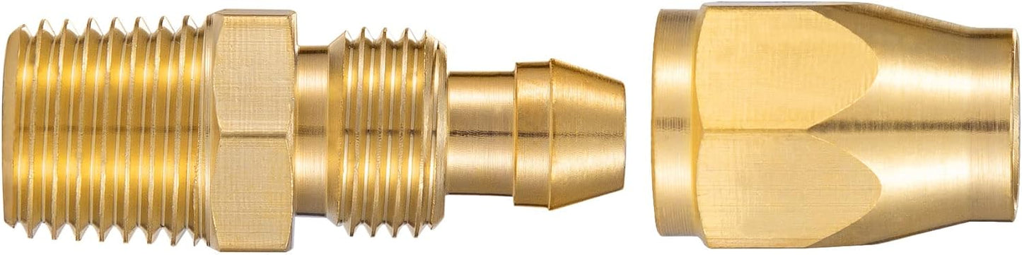 Premium Solid Brass 4PCS Reusable Replacement Fitting For 1/4-Inch ID Hose,1/4-Inch NPT Rigid