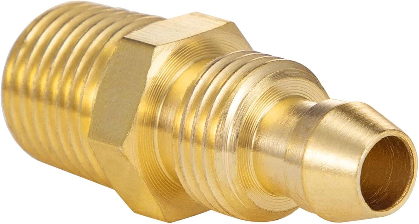Premium Solid Brass 4PCS Reusable Replacement Fitting For 1/4-Inch ID Hose,1/4-Inch NPT Rigid