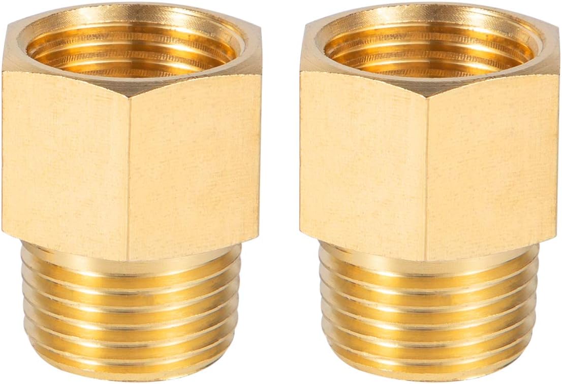 Brass Pipe Fitting Reducer Adapter1/2" NPT Female X 1/2" NPT Male Extension Connector （4-Pack）