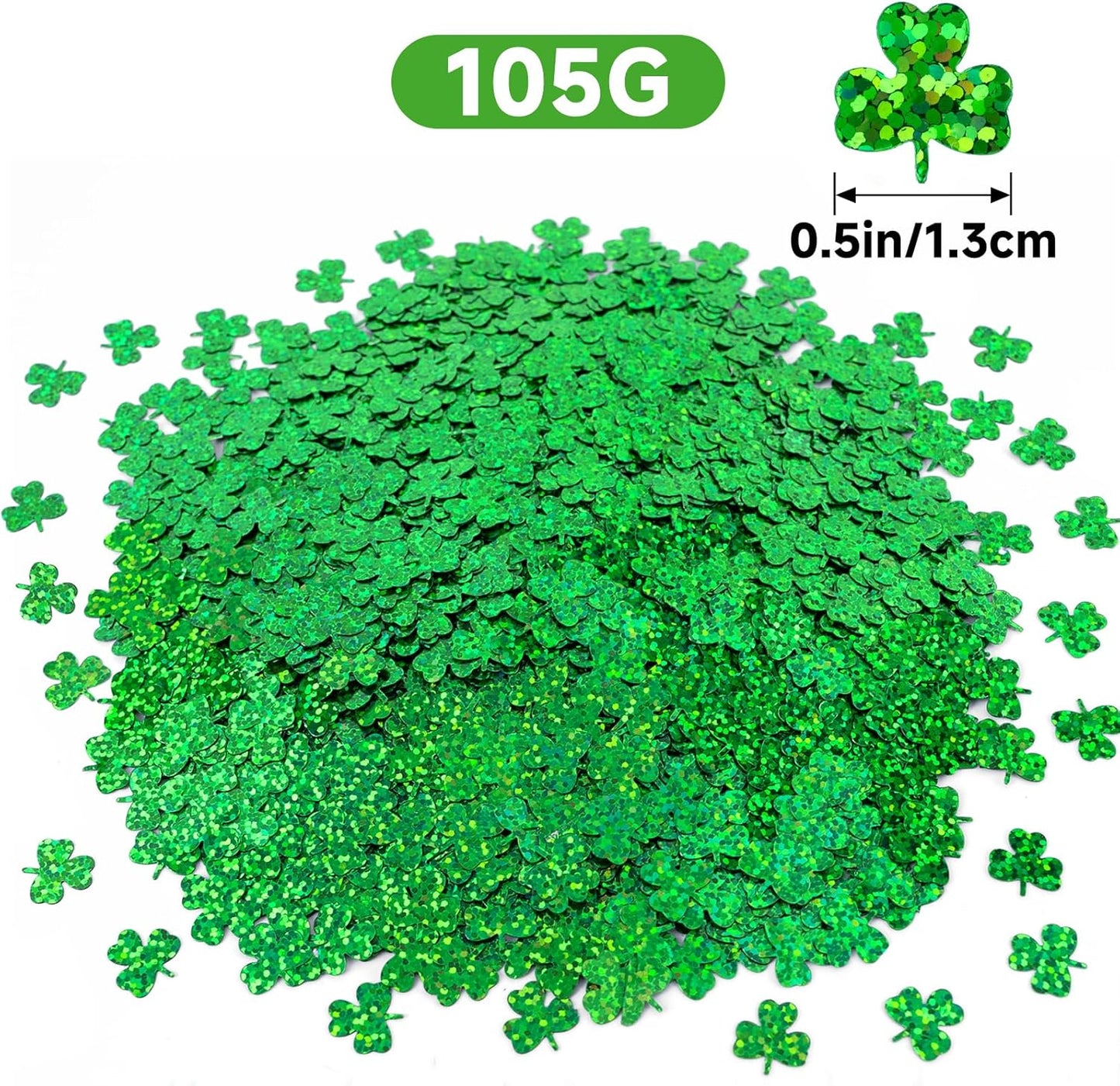 St.Patrick's Day Confetti - 3000Pcs Glitter Green Shamrock Confetti St.Patrick's Day Party Favor Decoration Lucky Clover Irish Table Scatter Confetto for Sanit Patricks Day Decor(105G)