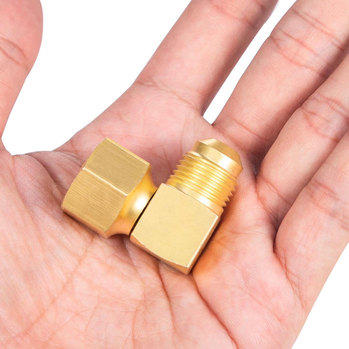 1PC 90° Elbow Connector Replacement for Olympian Low Pressure Gas Fired Heaters Brass 3/8" female swivel flare x 3/8" male flare