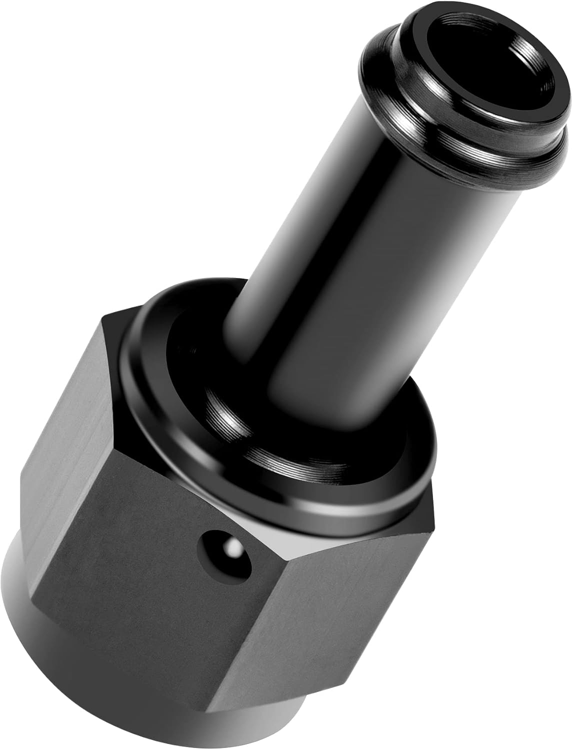 6AN Female to 3/8 Barb Fitting Adapter Straight Swivel Aluminum, Adapters Straight Black Anodized 2PCS