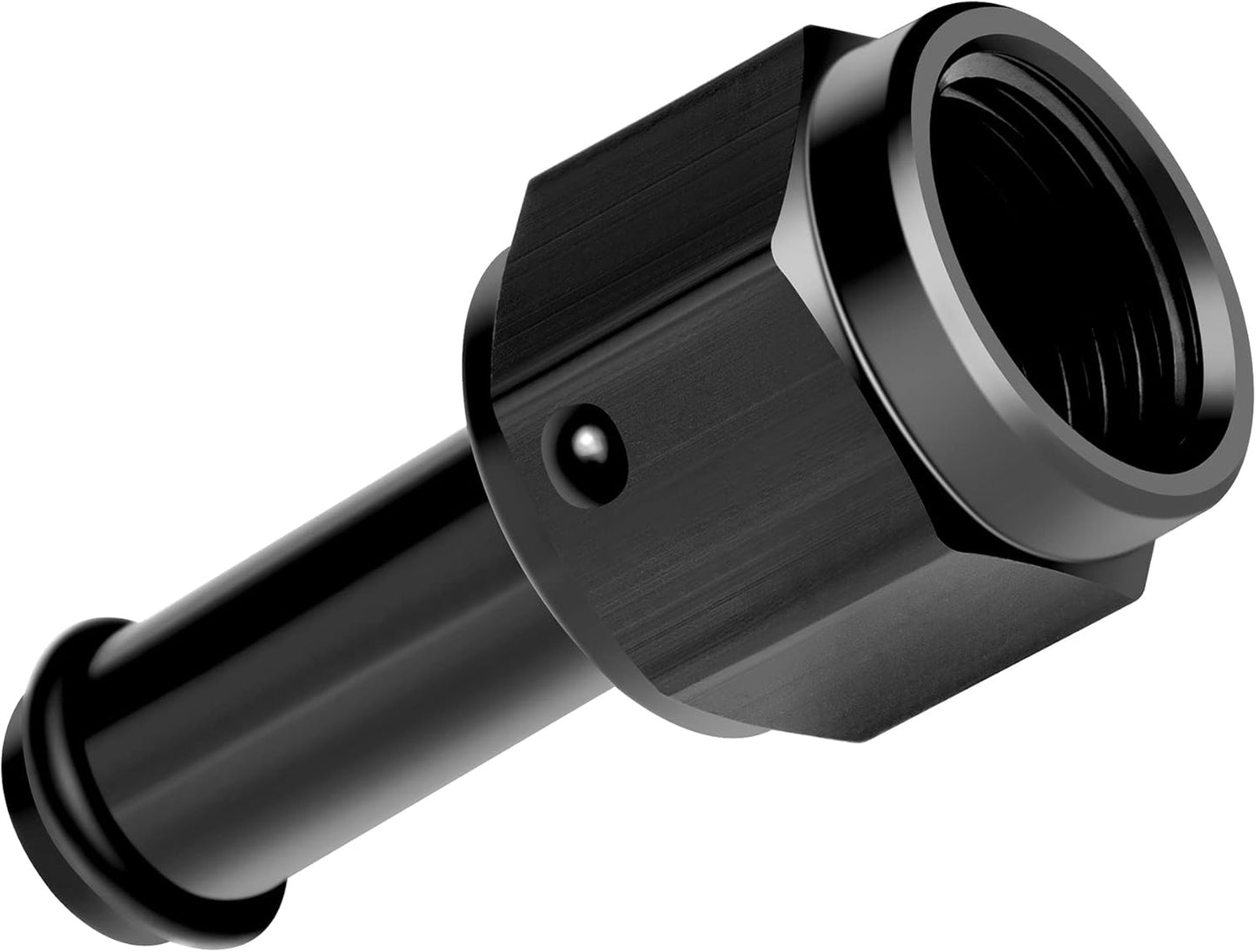 6AN Female to 3/8 Barb Fitting Adapter Straight Swivel Aluminum, Adapters Straight Black Anodized 2PCS