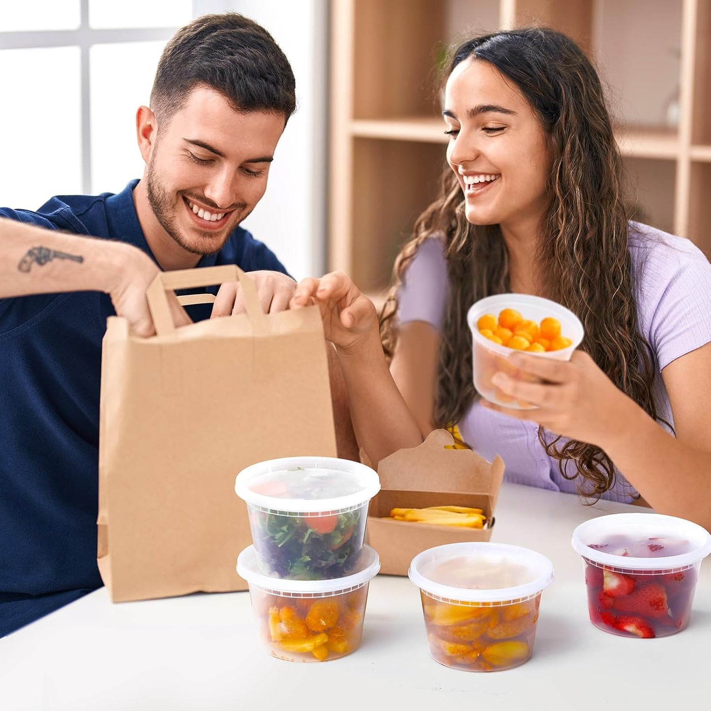 24 Sets 16 oz Plastic Deli Food Containers With Lids, Airtight Food Storage Containers, Freezer/Dishwasher/Microwave Safe, Soup Containers For Takeout Meal Prep Storage