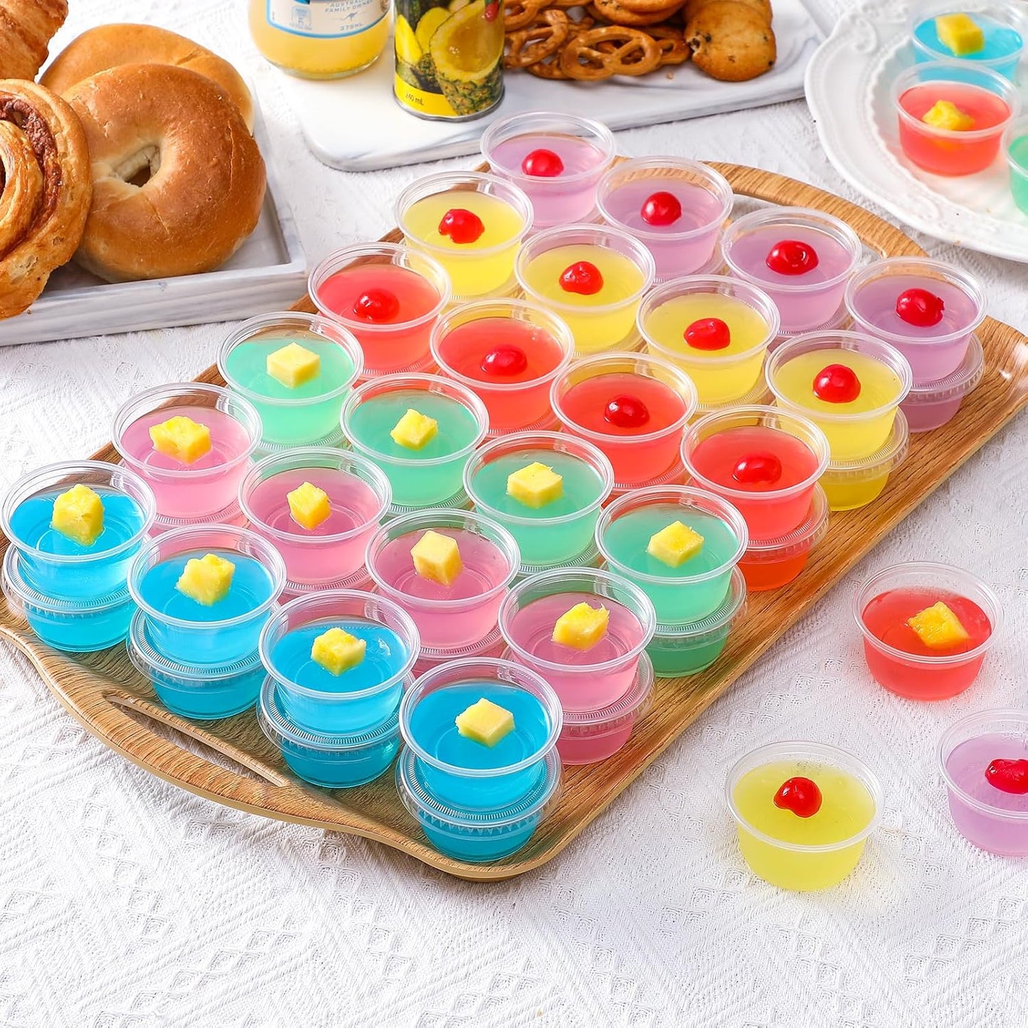 200 Sets - 2 oz Jello Shot Cups, Portion Cups With Lids, Airtight and Stackable Small Plastic Containers