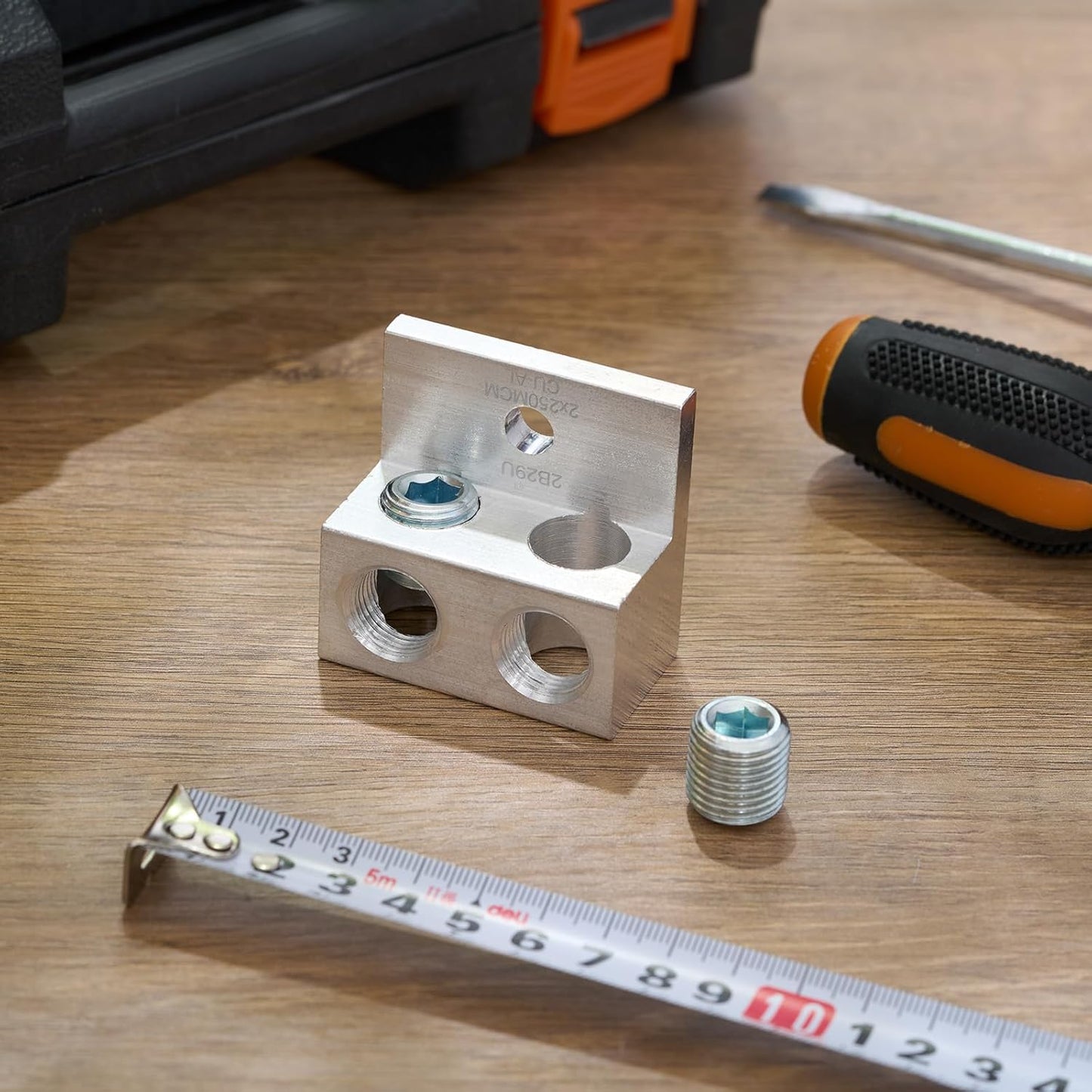 2 Pieces Dual Aluminum Ground Lug Dual Rated Double Wire Barrel Aluminum Mechanical Lug (250 Mcm-6sol)