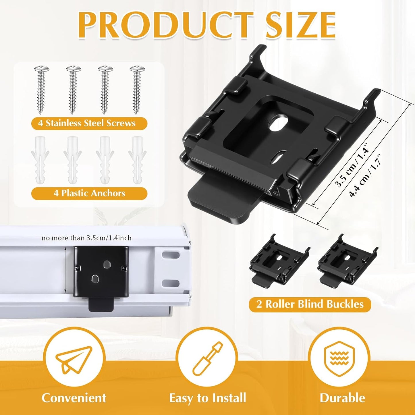 2 Pcs Universal Replacement Roller Blind Buckles Metal Blinds Mounting Brackets for Indoor Outdoor Roller Blinds
