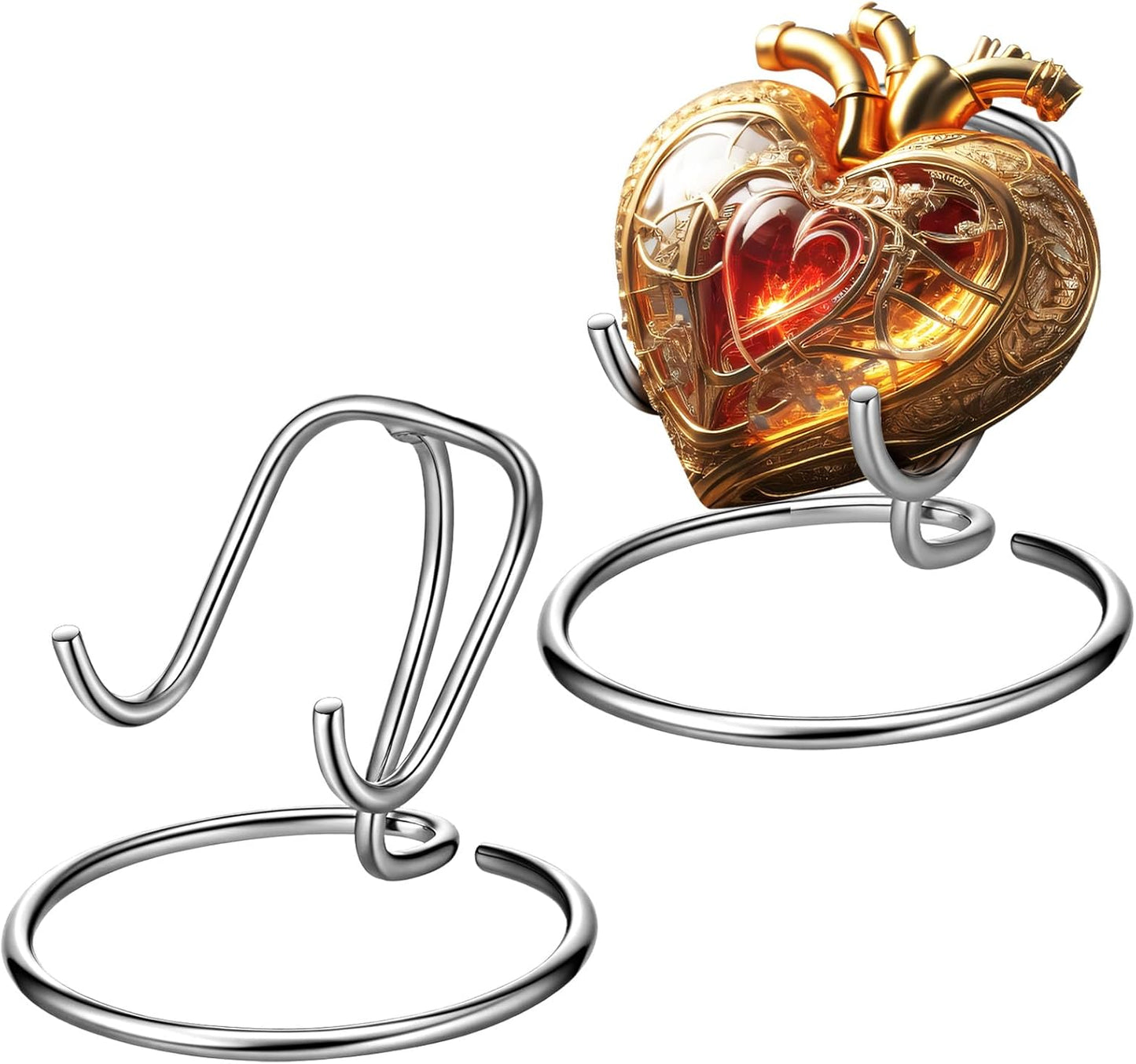 2 Pcs Heart Keepsake Urn Stand Stainless Steel Display Stand for 2.75-3.00 Inch Memorial Keepsake Mini Heart Cremation Urn for Honor Your Loved One Funeral Gift Home Office Display(Silver)