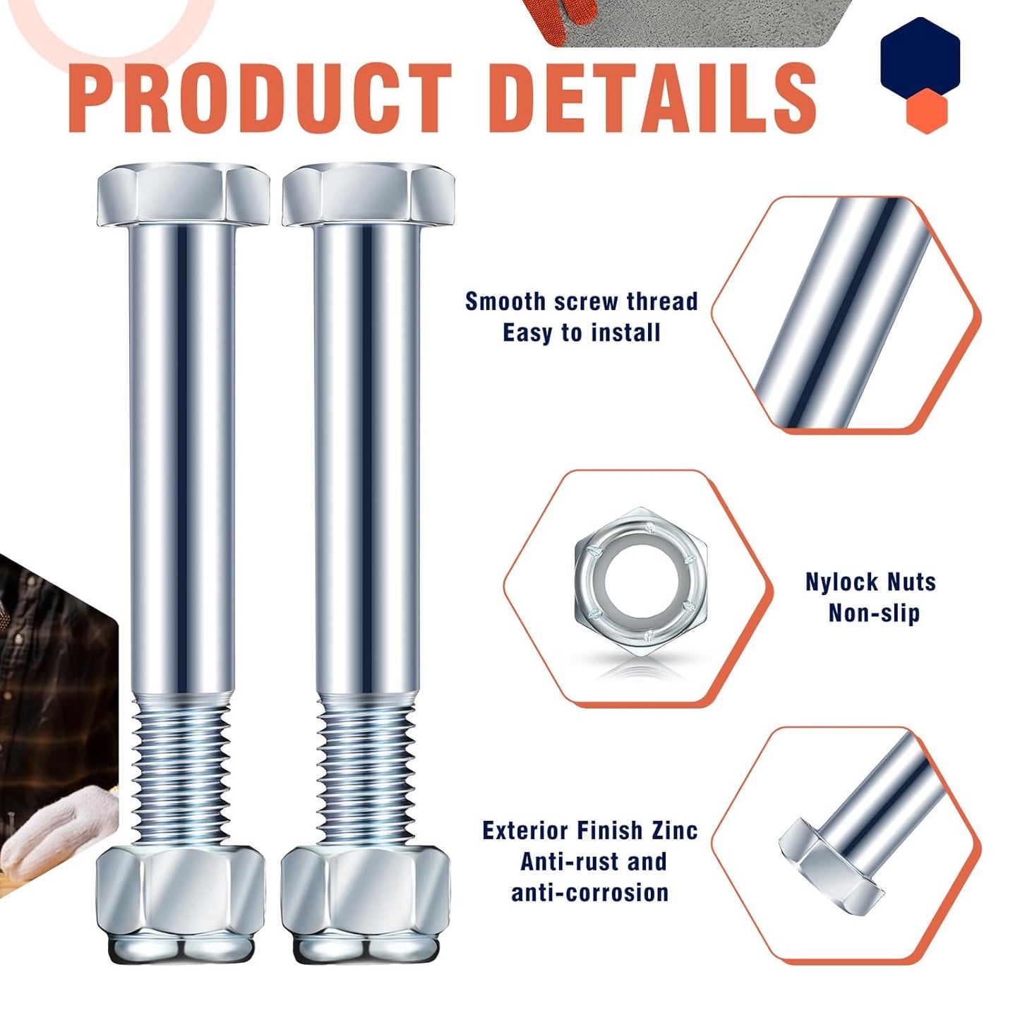 5 Pack Grade 2 Shear Bolts for Rotary Cutters Bolts and Lock Nuts Kit 1/2" x 3-1/2" with Nylock Nuts Fit Brush Cutter Tractor Gearboxes Compatible with Rotary Cutters Mill Grad (Half Thread)