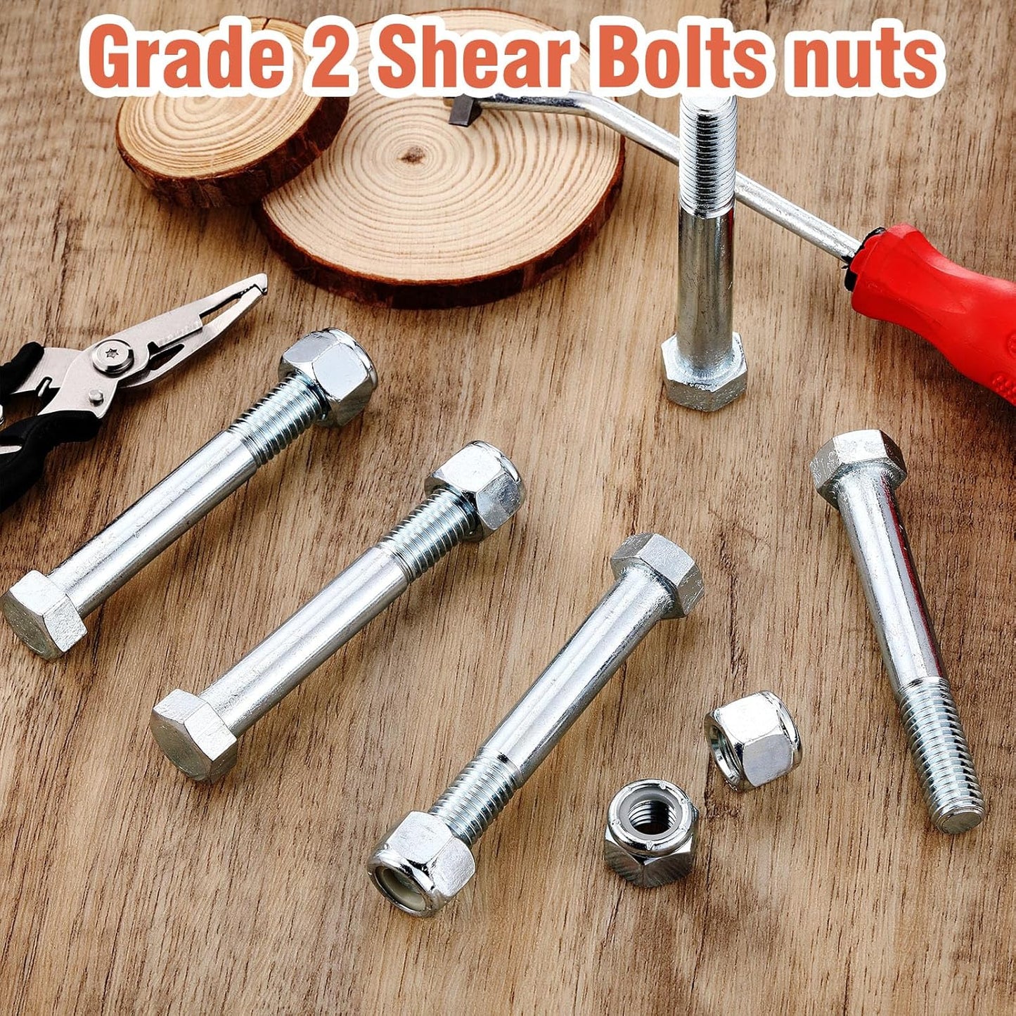 5 Pack Grade 2 Shear Bolts for Rotary Cutters Bolts and Lock Nuts Kit 1/2" x 3-1/2" with Nylock Nuts Fit Brush Cutter Tractor Gearboxes Compatible with Rotary Cutters Mill Grad (Half Thread)