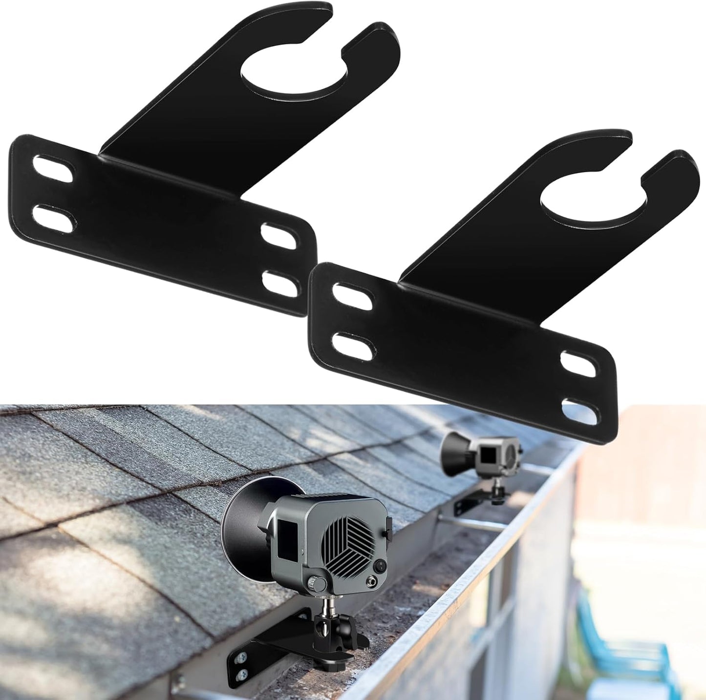 2 Pcs Landscape Lighting Gutter Mount Weatherproof Gutter Mount Landscape Lighting Mounting Bracket for Light Accent and Flood Lights, Suitable for Wet and Submersible Locations