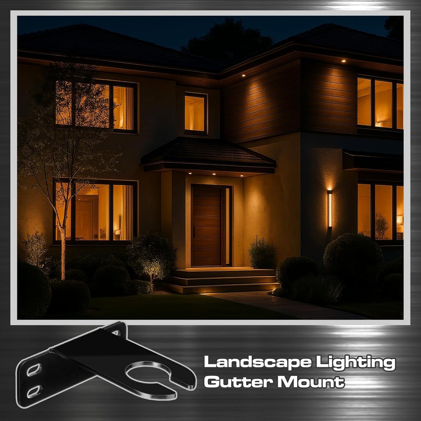 2 Pcs Landscape Lighting Gutter Mount Weatherproof Gutter Mount Landscape Lighting Mounting Bracket for Light Accent and Flood Lights, Suitable for Wet and Submersible Locations