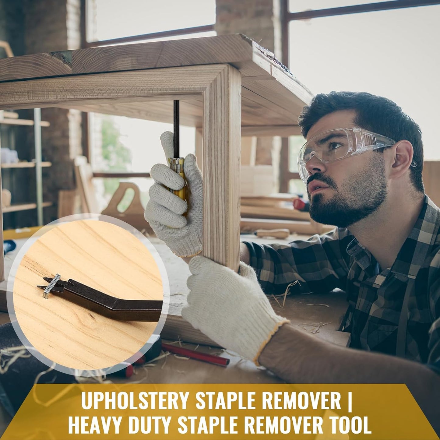 Staple Remover Staple Puller Upholstery Tool Staple Lifter, Staple Remover Tool Heavy Duty Upholstery Nail Tack Remover Tool for Furniture, Carpet, Floor, Wooden Case, Photo Frame