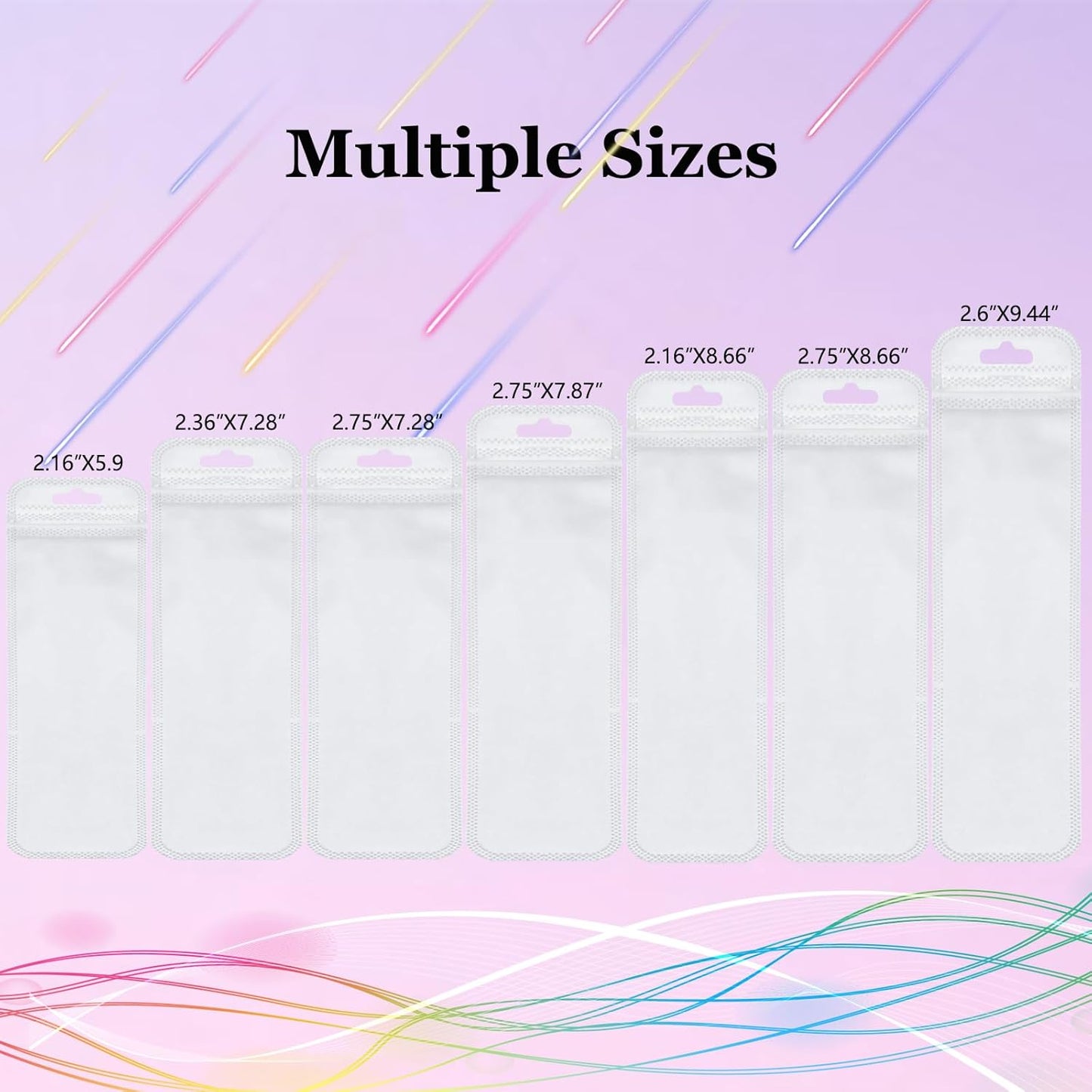 100 Pcs Beadable Pen Packaging Bags for Small Business, Clear Beaded Bag for Bead Pens, Zipper Smell Proof Storage Bags for Packaging Lipgloss, Jewelry, Cosmetic,Candy 2.75X8.66inch