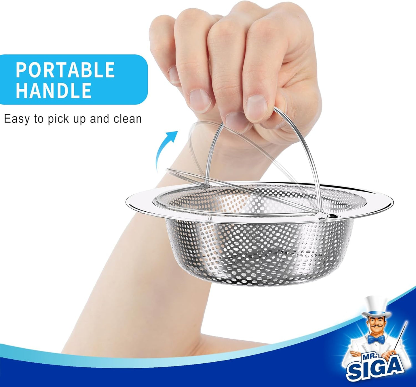 Kitchen Sink Strainer, Stainless Steel Sink Drain Strainer, Dishwasher Safe, 2 Pack