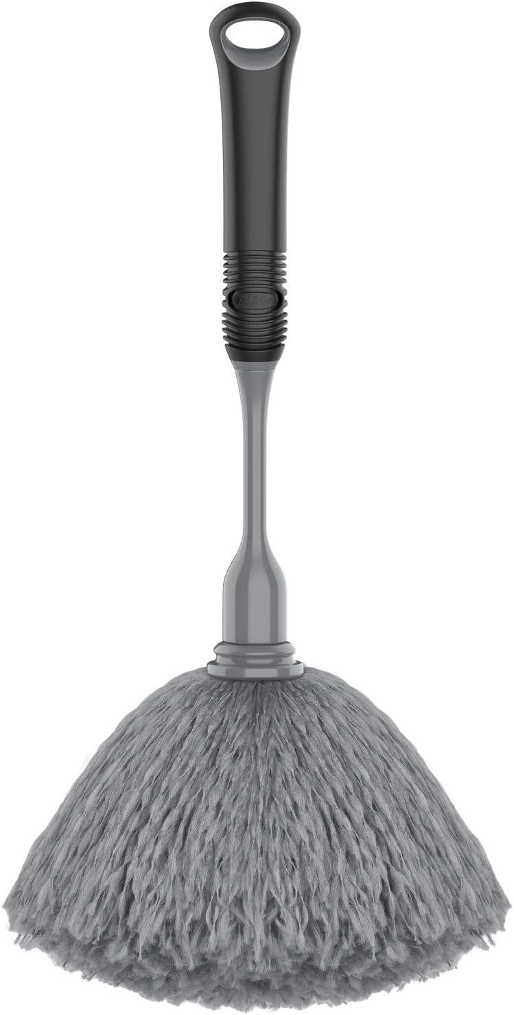 Microfiber Delicate Duster, Comfortable Non Slip Handle, Detachable Washable Duster Head, Gray & Black
