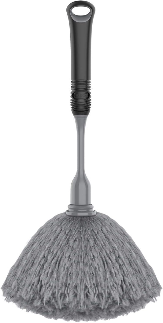 Microfiber Delicate Duster, Comfortable Non Slip Handle, Detachable Washable Duster Head, Gray & Black