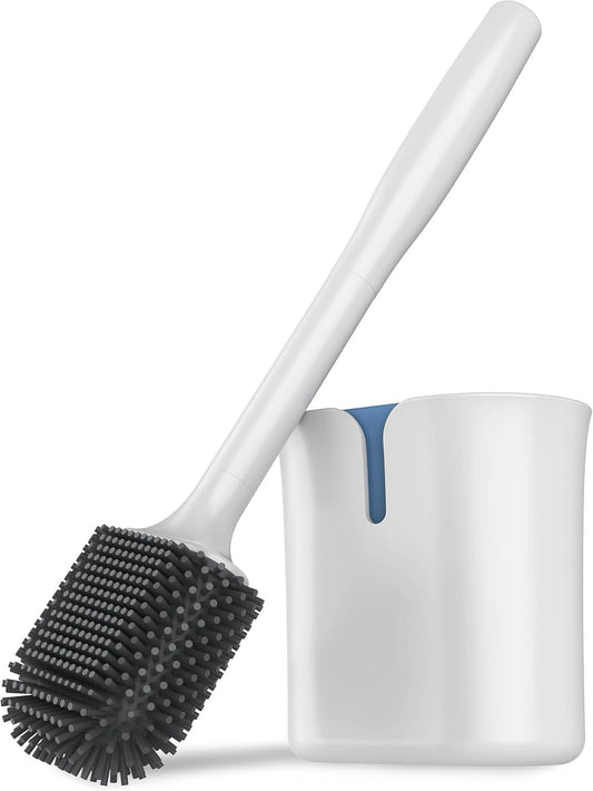 Toilet Brush and Holder, Wall Mounted Toilet Brush for Bathroom Cleaning, Compact Toilet Brush with Holder Set, White, 1 Pack