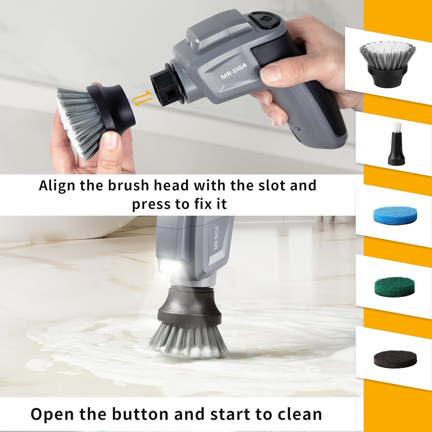 Electric Spin Scrubber Flat Brush Refills, 3 Pack