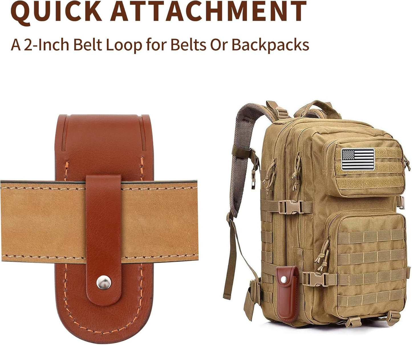 Pocket Knife Sheath, 4" Folding Pocket EDC Knife Case, Portable Pouch Knife Leather Holster with Snap Closure and Belt Loop, Accessory for Outdoor Climbing, Camping, Cycling and Hiking, Brown
