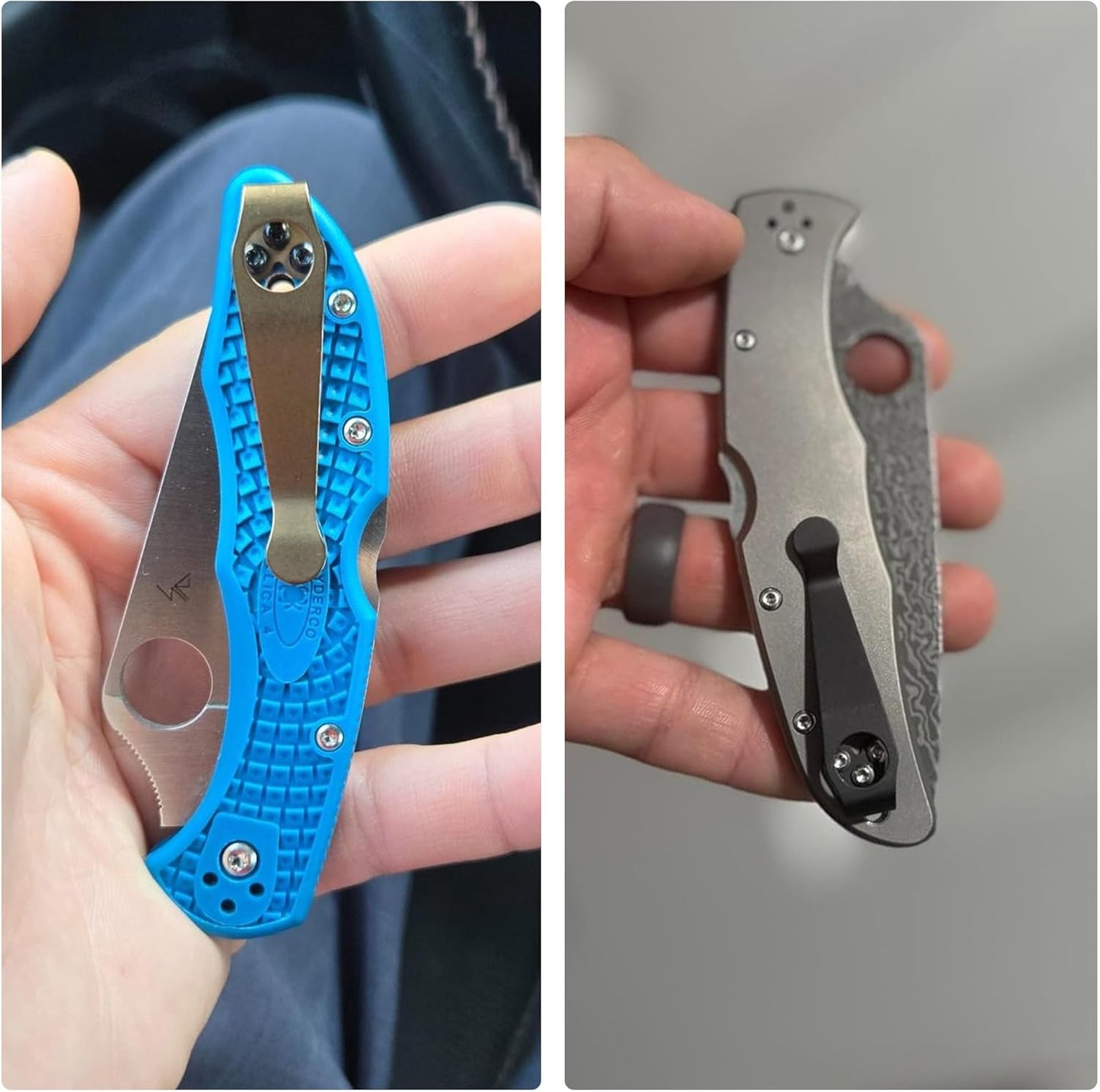 Titanium Deep Carry Pocket Clip for Spyderco Para 3, Paramilitary 2 and More Models Knives, Premium Custom-made Pocket Clip with 3 Pieces Screws, Black