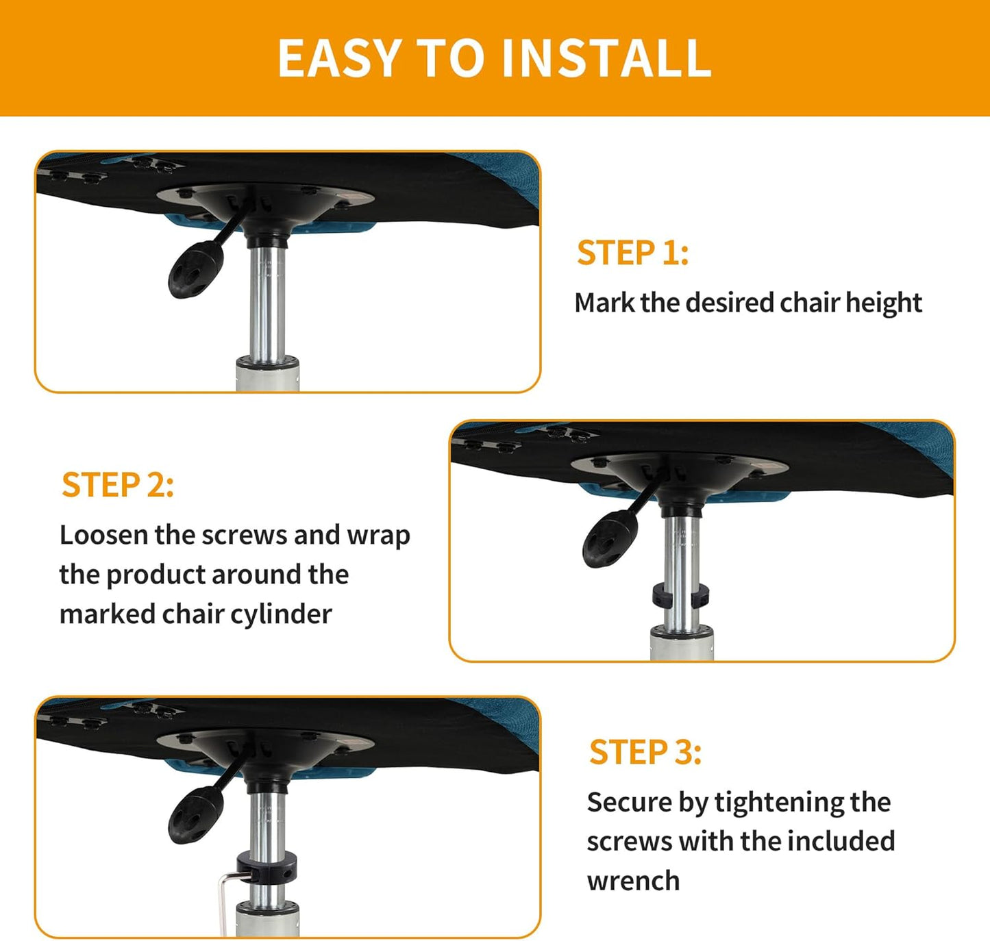 Fix Sinking Office Chair, Steel Gas Lift Cylinder Clamp Holder, Office Chair Saver Kit Adjust Chair Height and Stop Sinking Without Cylinder Replacement, No Tools Required