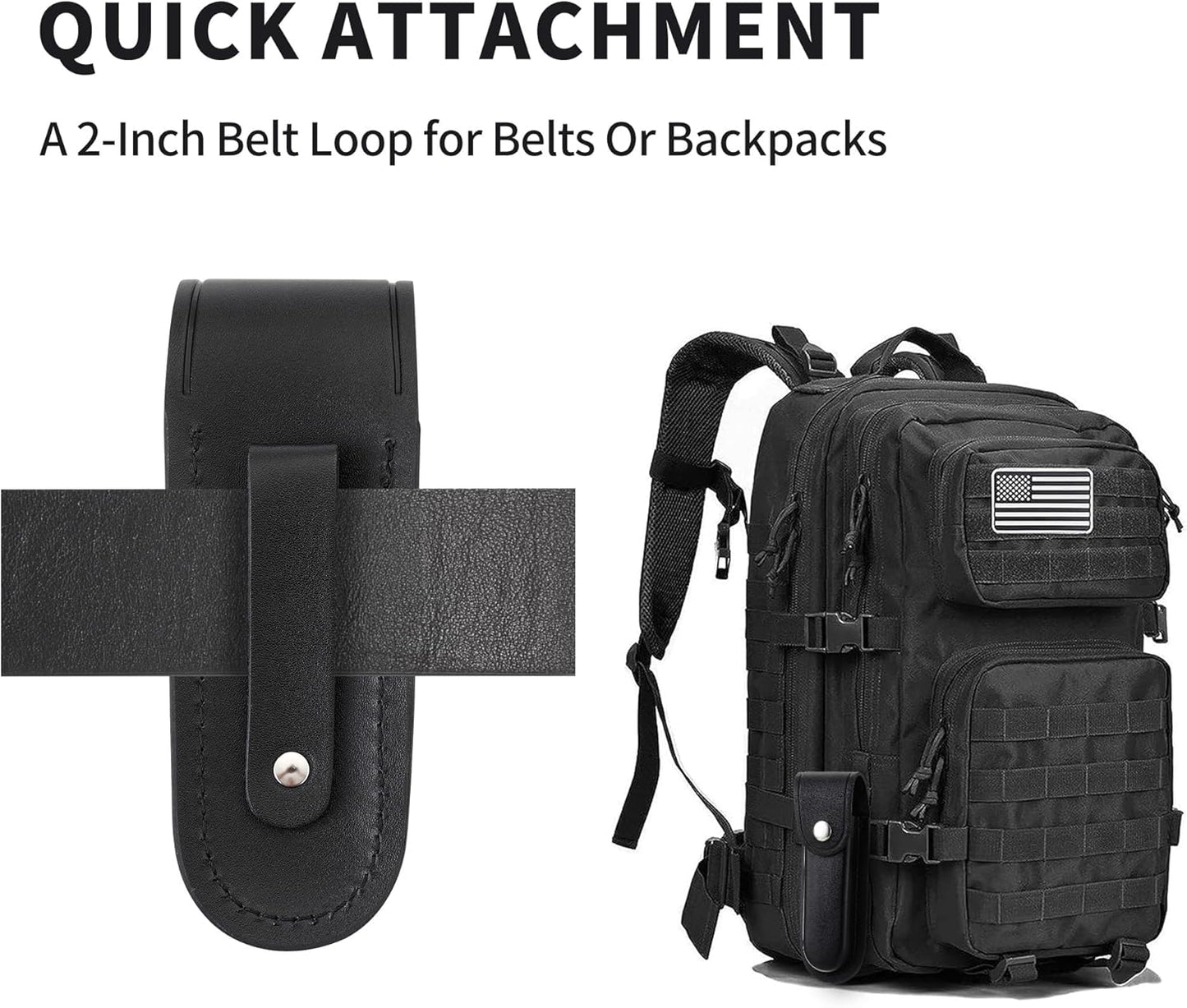 Pocket Knife Sheath, 5" Folding Pocket EDC Knife Case, Portable Pouch Knife Leather Holster with Snap Closure and Belt Loop, Accessory for Outdoor Climbing, Camping, Cycling and Hiking, Black