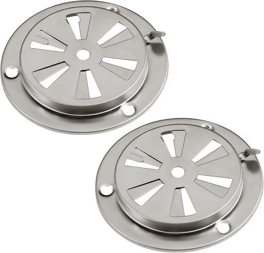 Stainless Steel BBQ Smoker Air Vent - Adjustable Grill Damper for Controlling Airflow - Replacement Parts for Grill and Smoker Vents - 2 Packs