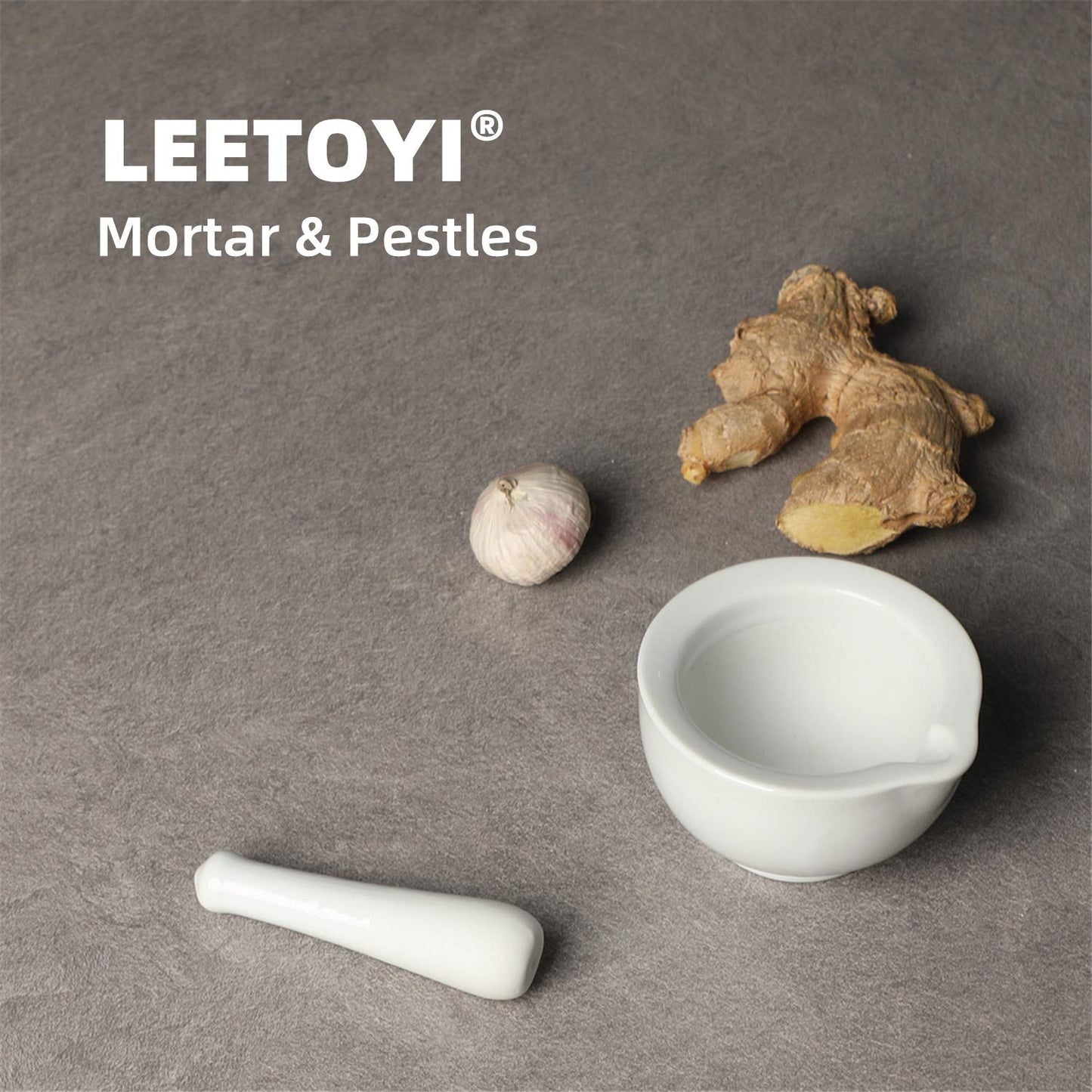 Porcelain Small Mortar and Pestle, Ceramic Herb Grinder Pill Crusher Set, 3.3 inch White