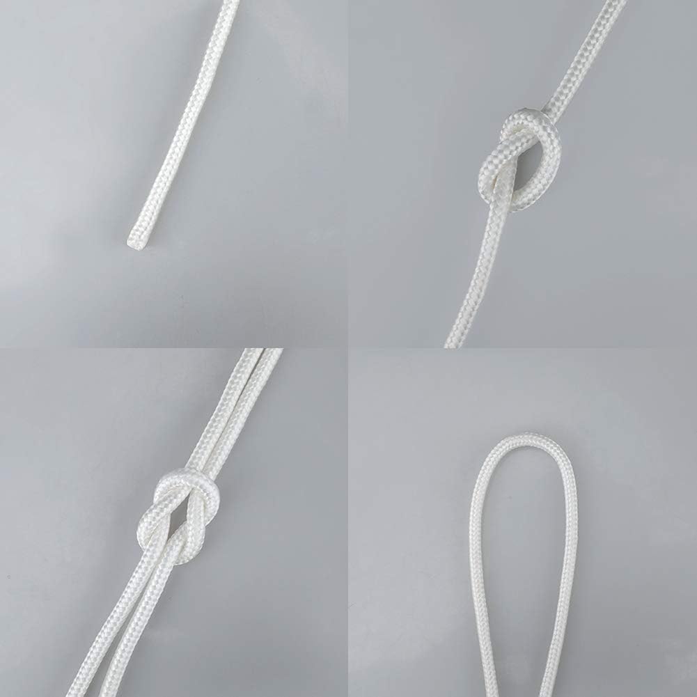 Nylon Rope - 100 Ft White Nylon String, 1/4 Inch Solid Braided Rope, Thick Washing Line for Multi-Purpose Tie Down, Clothesline, Gardening, Craft Projects