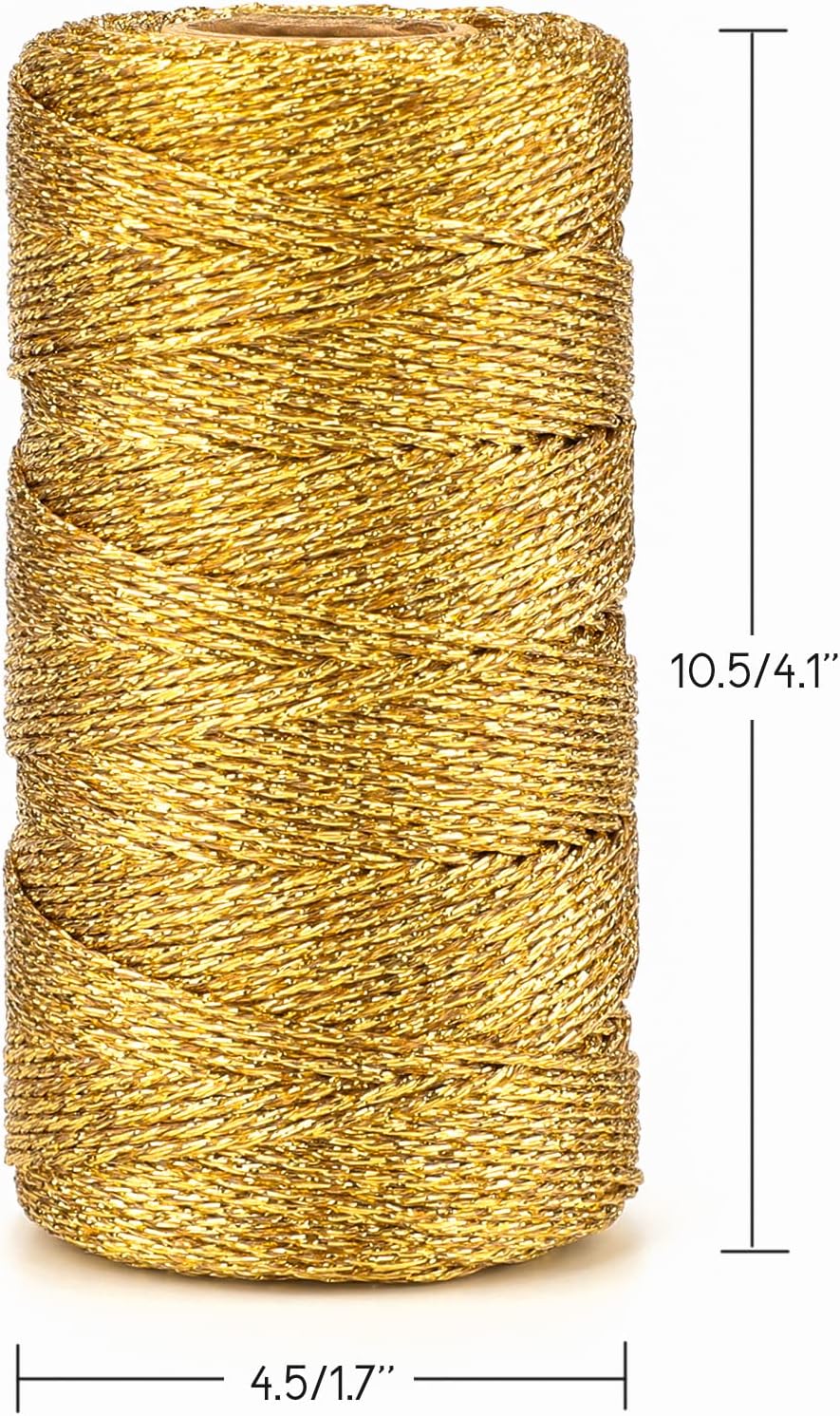 328 Feet Gold String Twine - 1.5mm Metallic Ornament Thread Gift Wrapping - Inelastic Macrame Glitter Gold Cord for Gift Wrapping, DIY Crafts, Bracelets