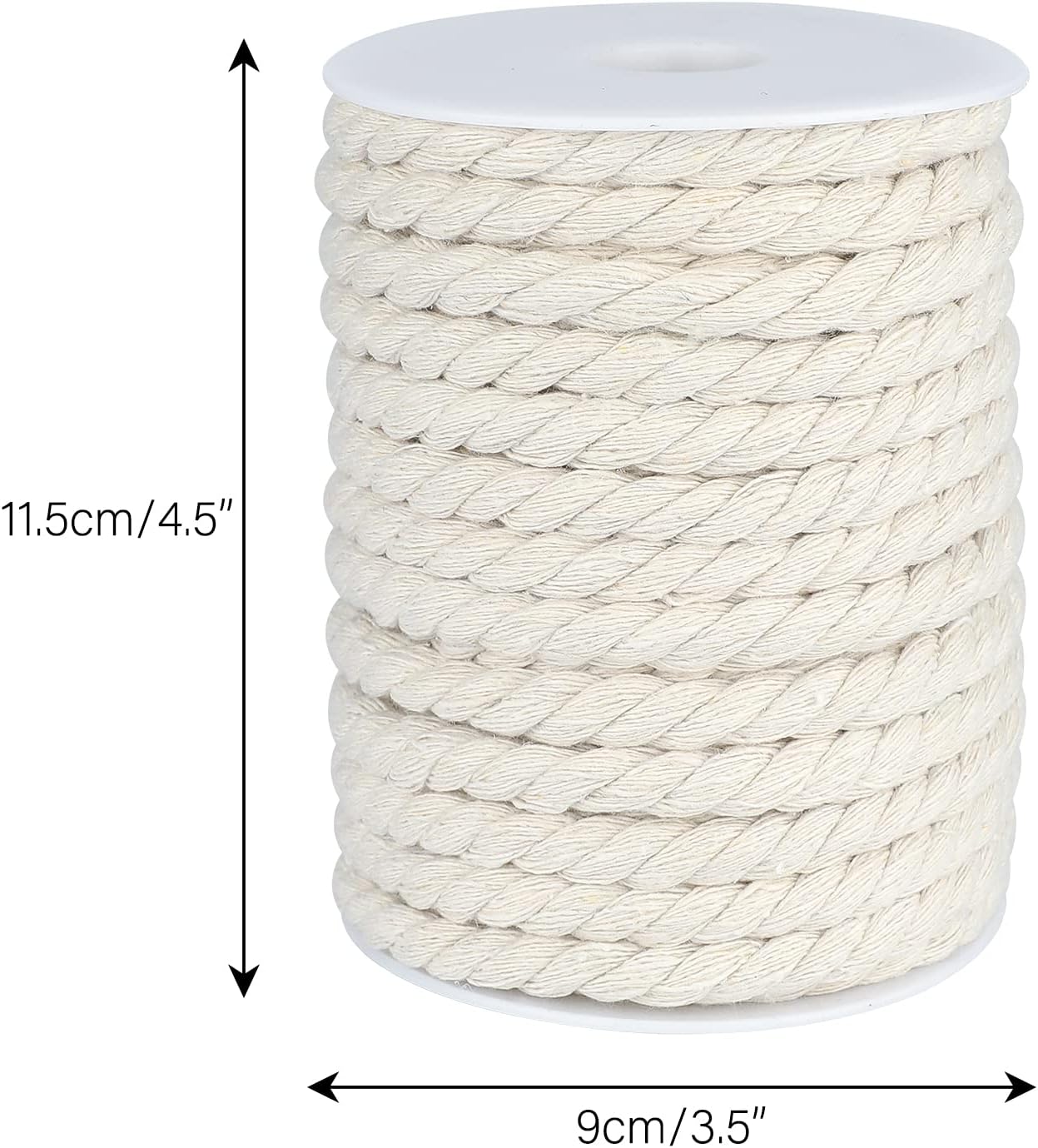 1/3 Inch Nautical Cotton Rope Crafts, 8mm x 65Feet Clothes line Rope for Outdoor,3 Ply White Rope Cord Unbleached Rope, Macrame Cord Rope for Clothesline, Baskets, Hangings Pots, Pet, Toys
