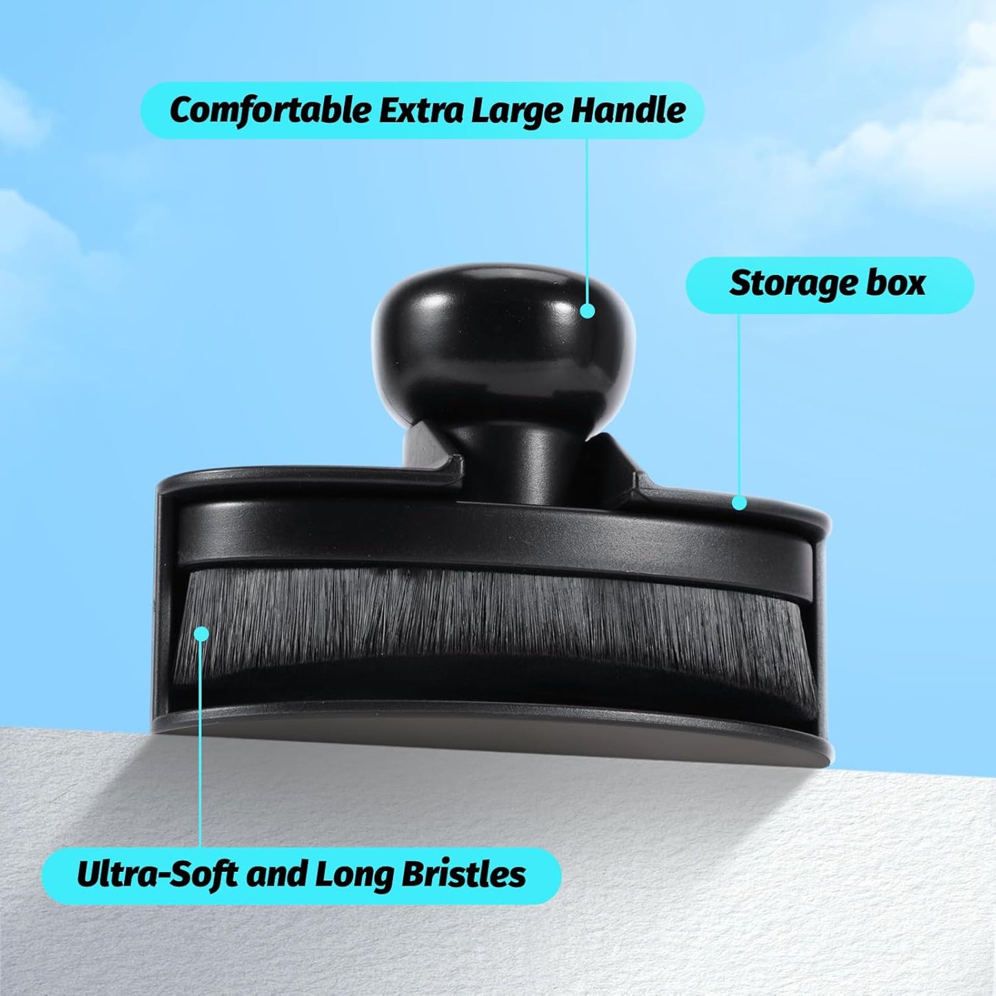 Tire Shine Brush - Curved Brush Head & Large 3.8'' Tire Dressing Applicator with Storage Stand for Automotive Detailing, Car Enthusiasts, DIY Users (Vegan, Washable, Black)